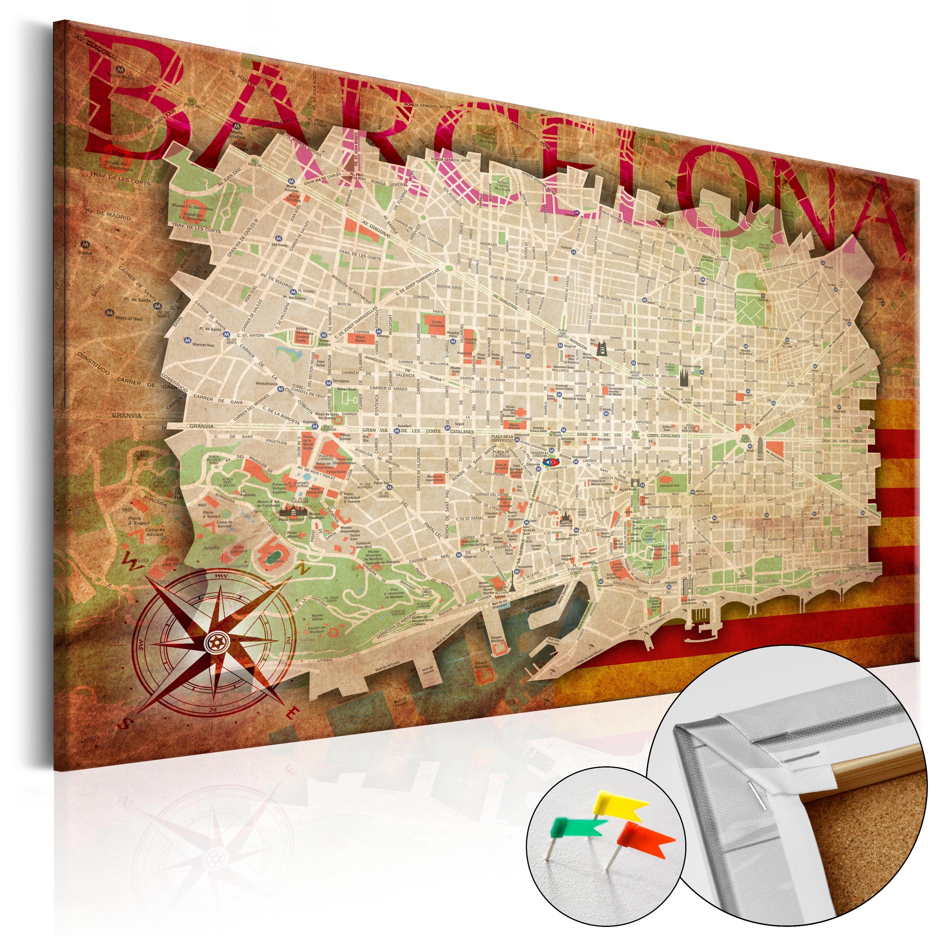 Artgeist Pinnwand Map of Barcelona [Cork Map]