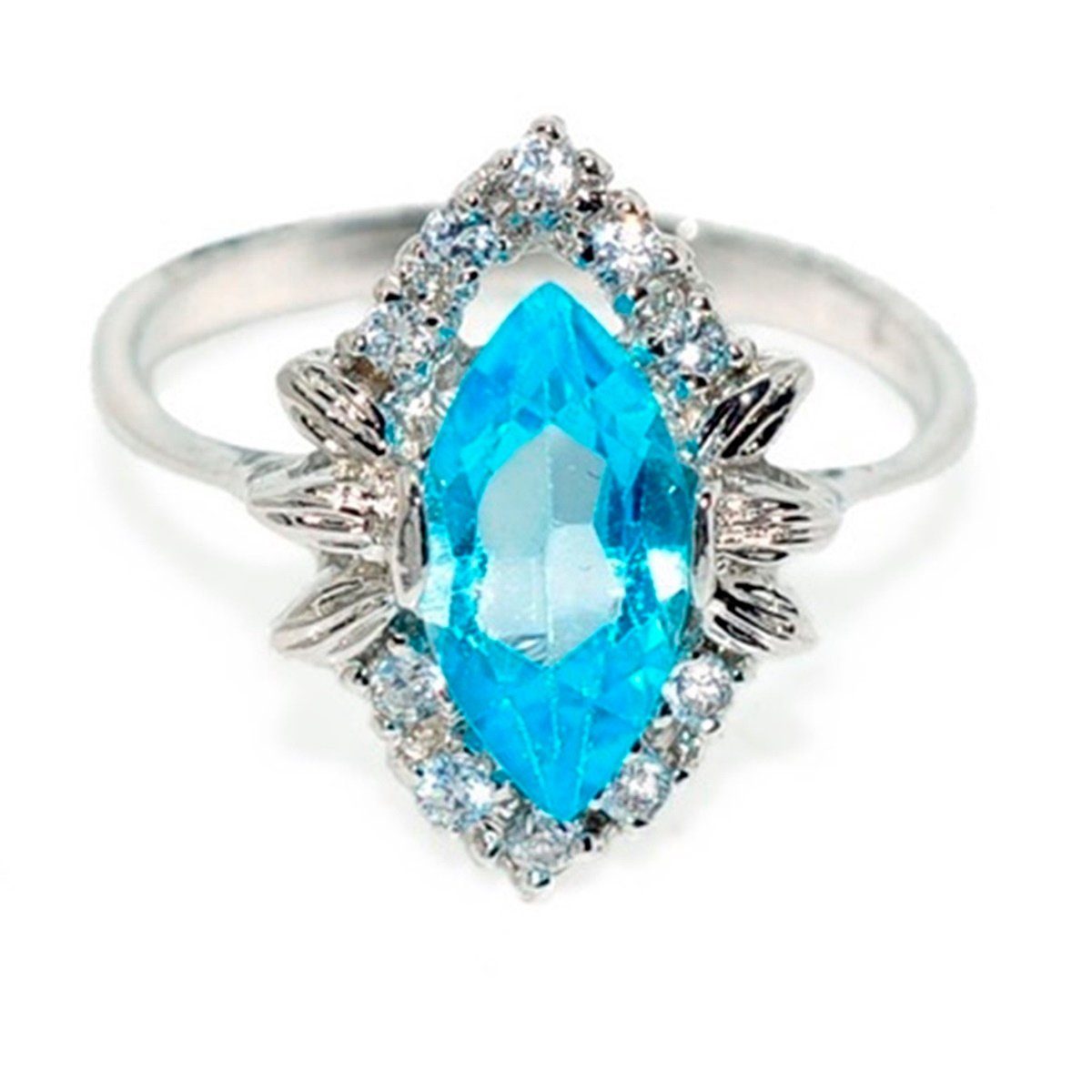 Damen Schmuck Goldene Hufeisen Silberring Swiss Blautopas Ring aus 925 Sterlingsilber Damen echte Edelsteine Fingerring, Einzels