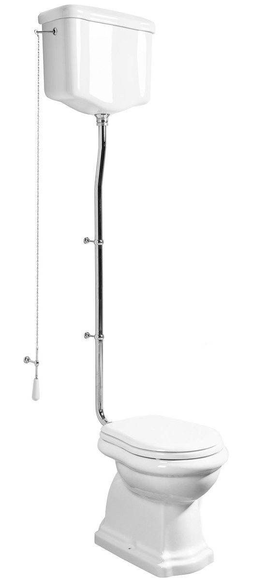 Kerasan Tiefspül-WC RETRO WC Schüssel mit Spülkasten, Abgang senkrecht, weiß/Chrom, Kerasan-WCSET15-RETRO-SO-SET