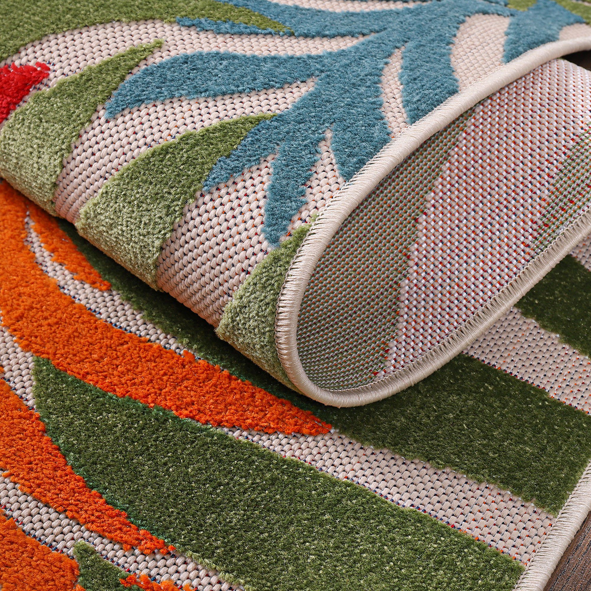 Sanat Teppich Floral Outdoor, rechteckig, Höhe: 6 mm, In- und Outdoor geeignet, florales Design, Balkon, Terasse