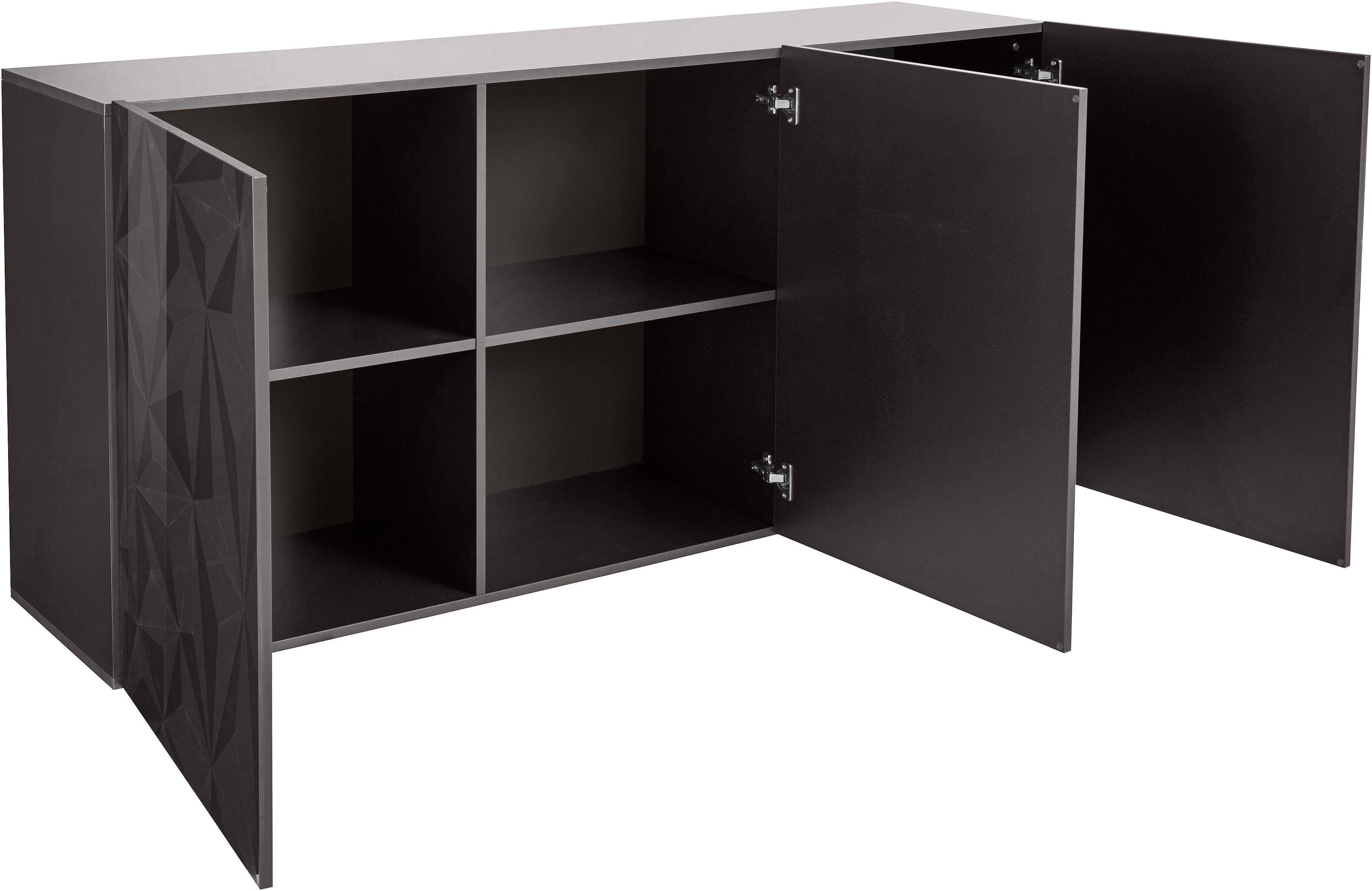 Home affaire Sideboard Prisma Breite 181, Kommode 3 Türen, Anrichte, Front mit elegantem Siebdruck, grifflos, viel Stauraum