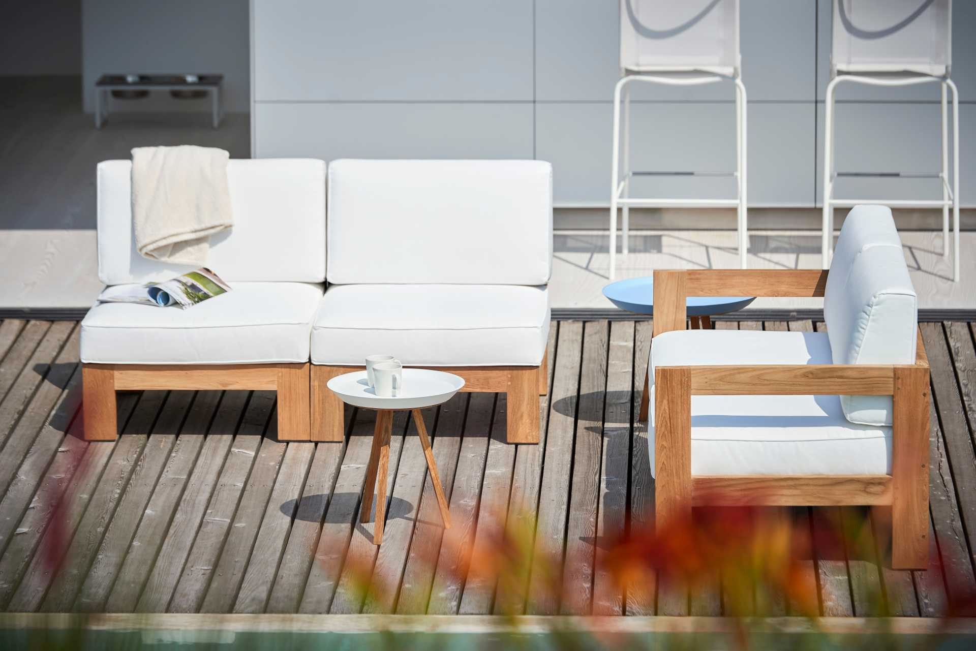 jankurtz Gartensofa Arki Mittelelement aus recyceltem Teakholz, Weiß