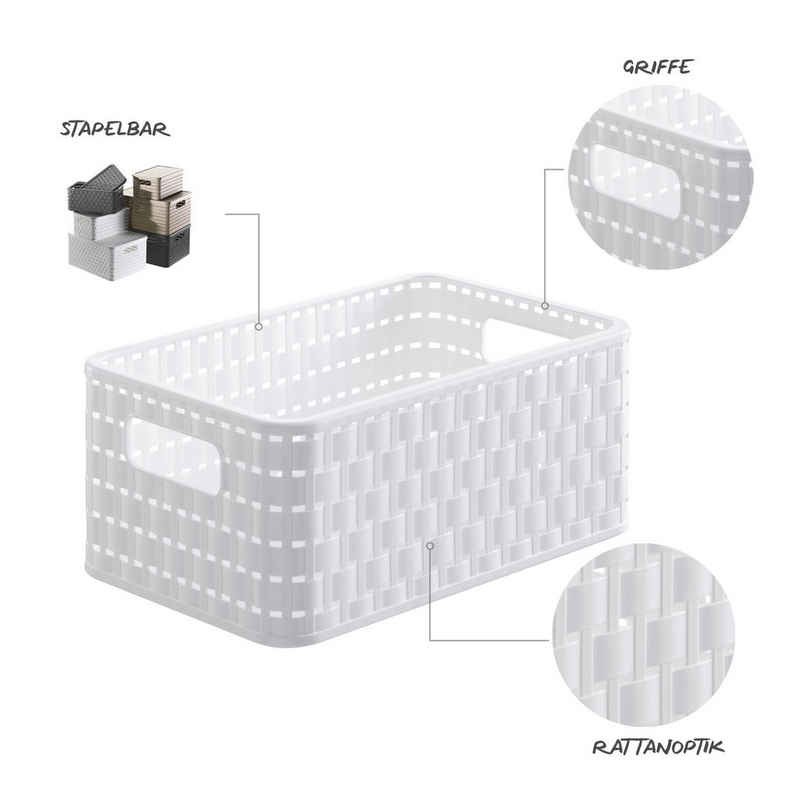 ROTHO Aufbewahrungsbox »Country 3er-Set Aufbewahrungsbox 6l in Rattan-Optik, Kunststoff (PP) BPA-frei« (Aufbewahrungsset, 3er Set)