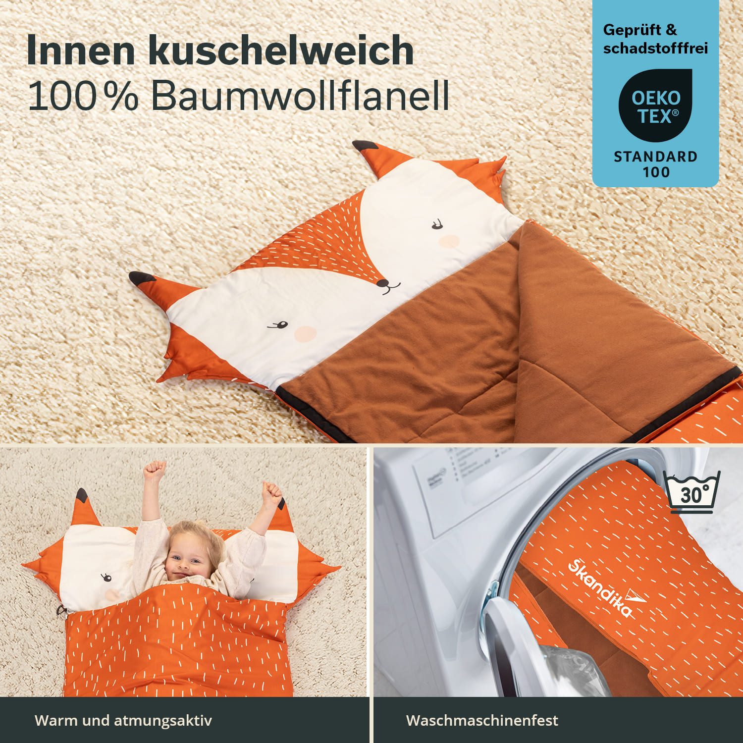 Skandika Schlafsack Soti, Schlafsack für Kinder bis 150 cm, buntes Design F günstig online kaufen