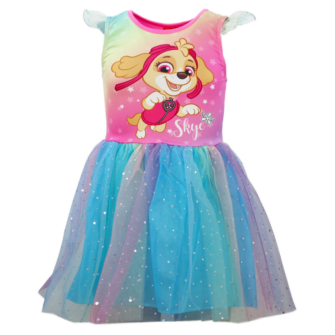 PAW PATROL Tüllkleid Paw Patrol Skye Regenbogen Mädchen Kinder Kleid Gr. 98 bis 128