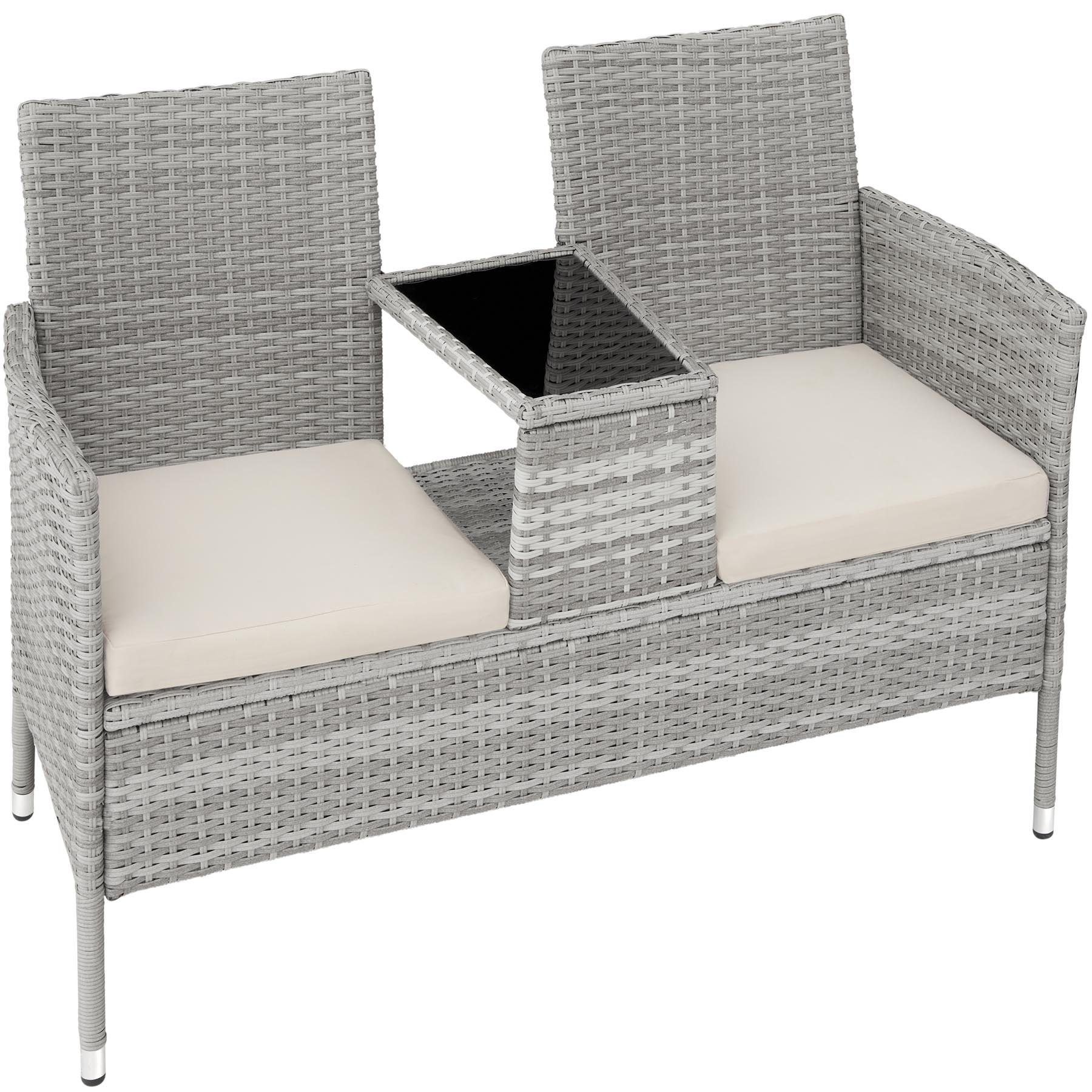 tectake Rattanstuhl Rattan Gartensitzbank (2er Set, günstig online kaufen