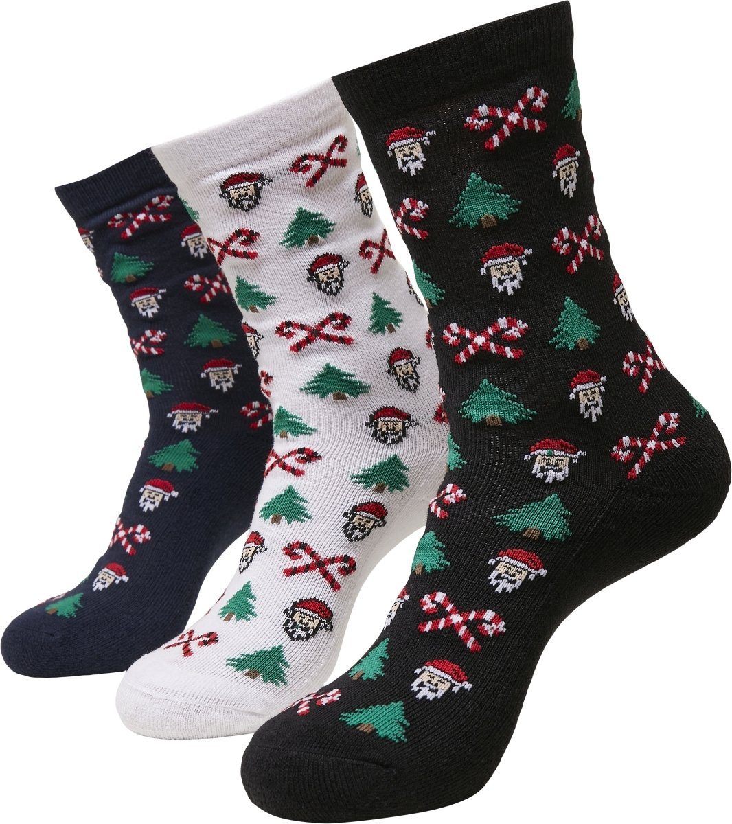 URBAN CLASSICS Freizeitsocken Accessories Grumpy Santa Christmas Socks 3-Pack (1-Paar)