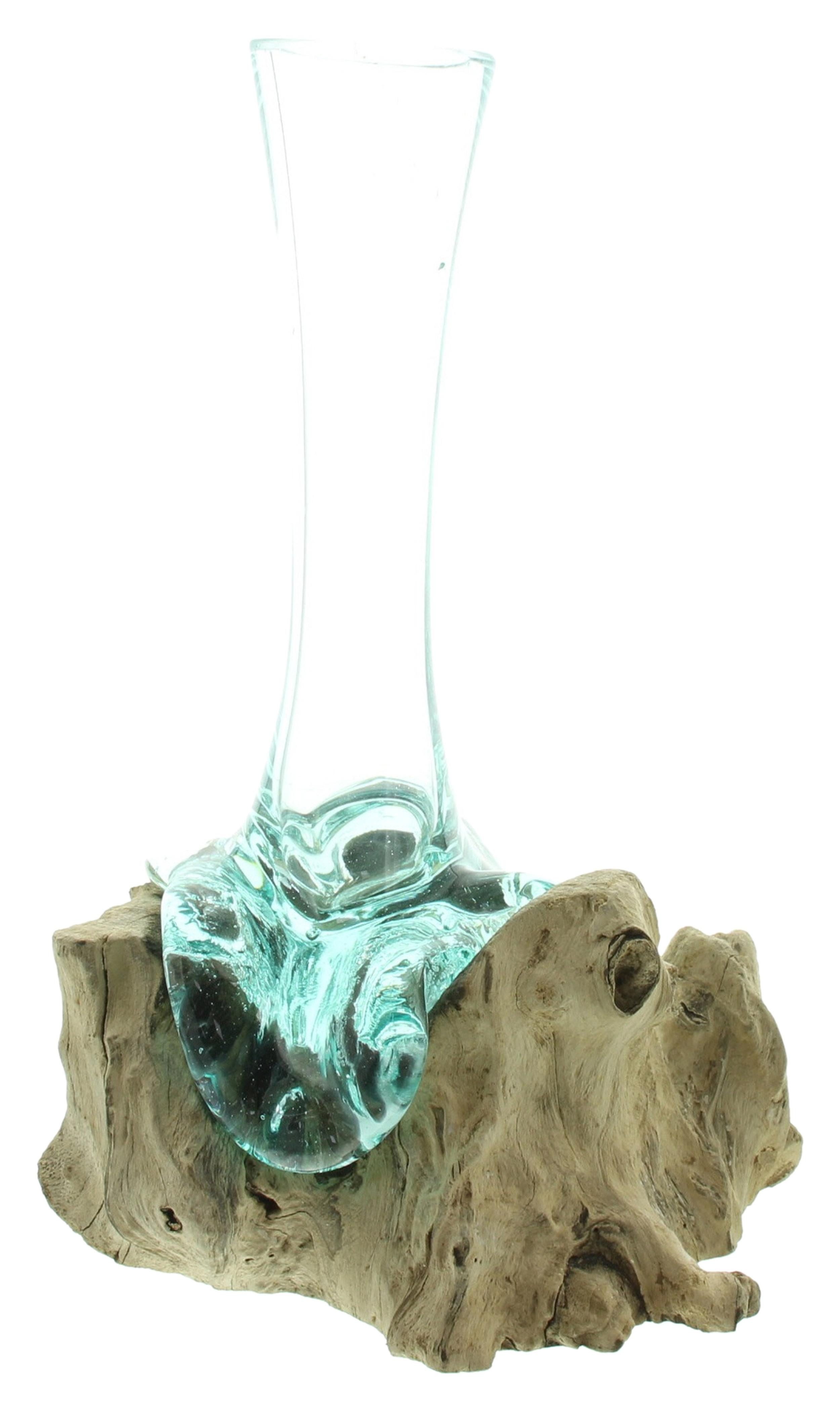 Dekovase Vase Wurzelholz hoch Holz & Glas – Blumenvase balinesisch