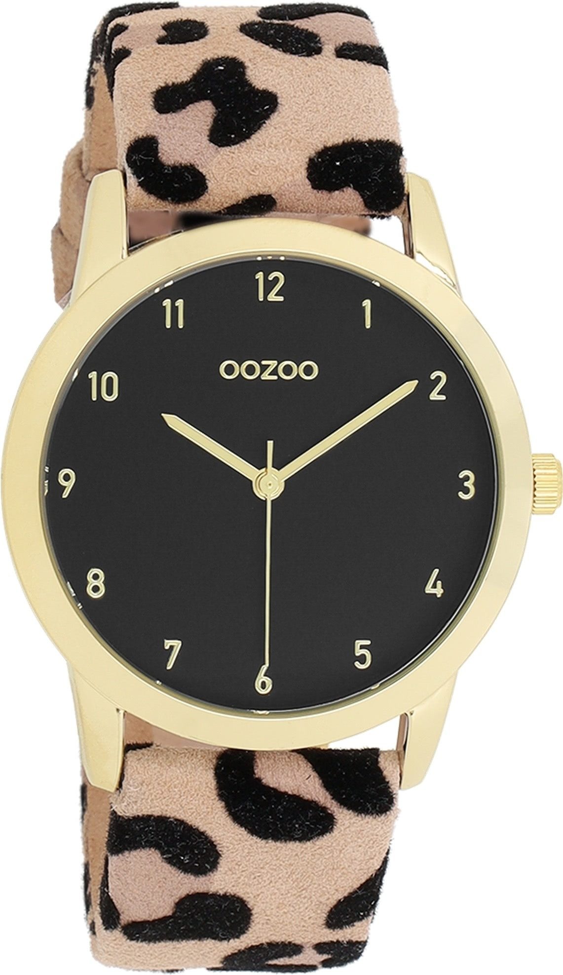 Quarzuhr Oozoo Damen Armbanduhr beige schwarz