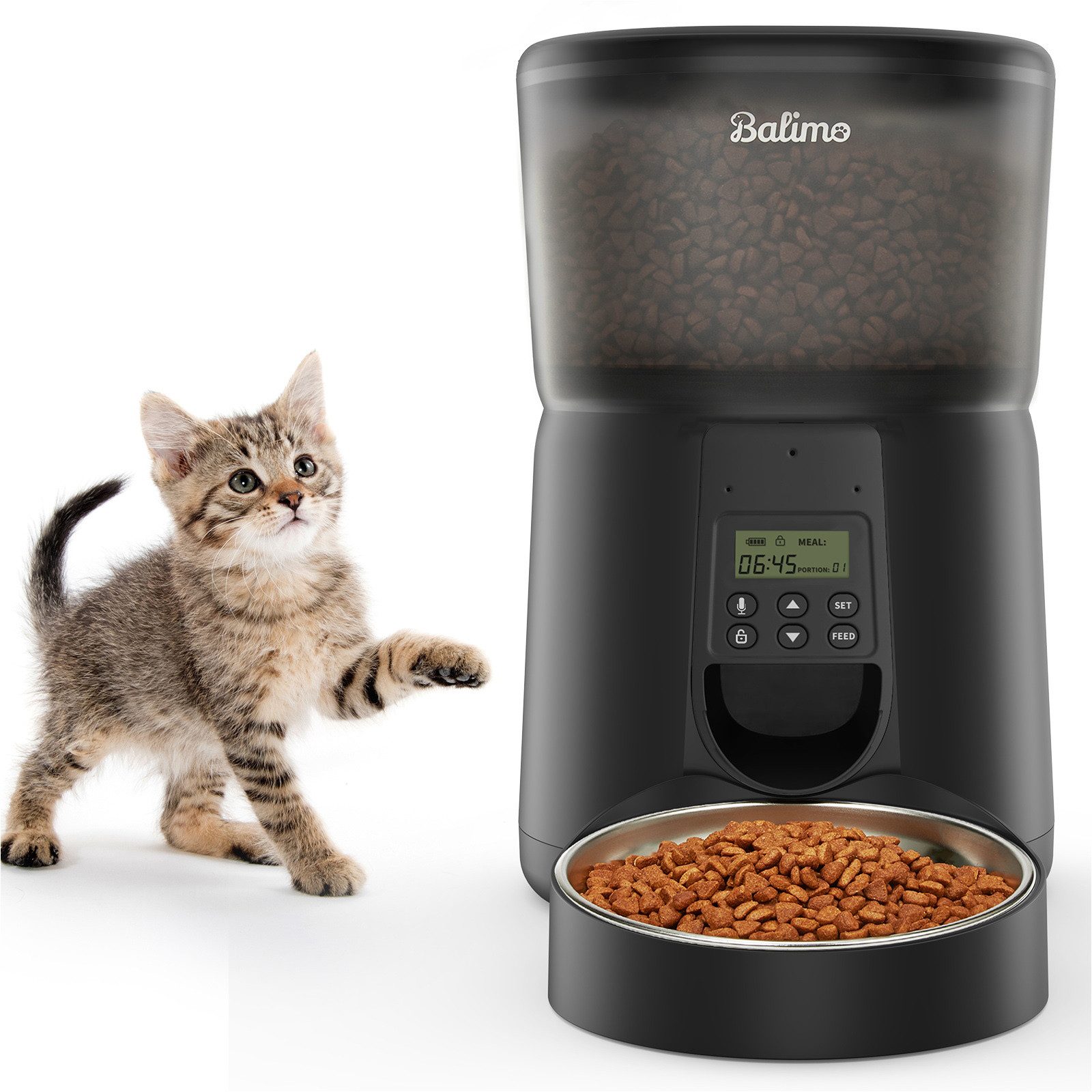 Futterautomat Automatischer Futterspender Katze 4L, 1-4 Mahlzeiten/Tag