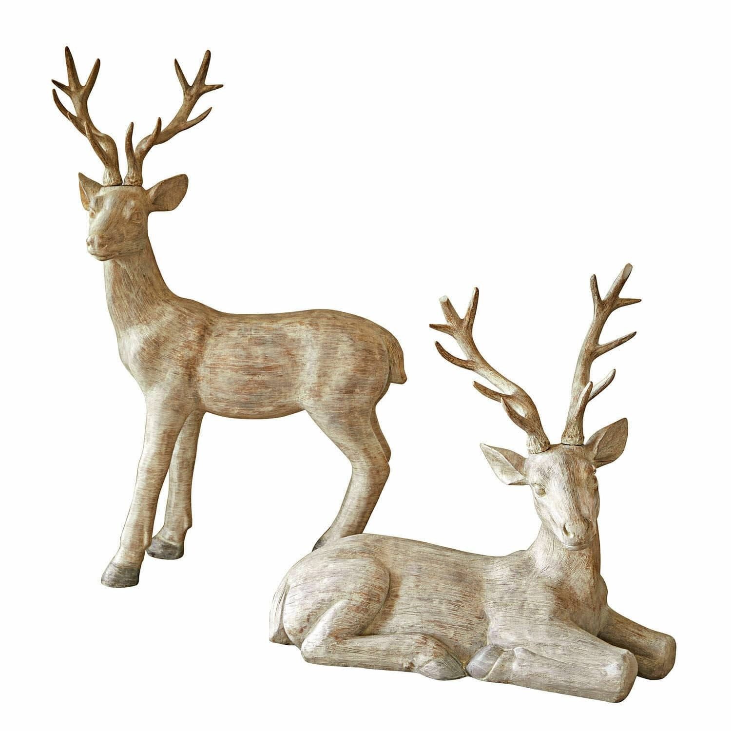 Weihnachtsfigur Deko-Hirsch 2er Set Lyssia antikweiß