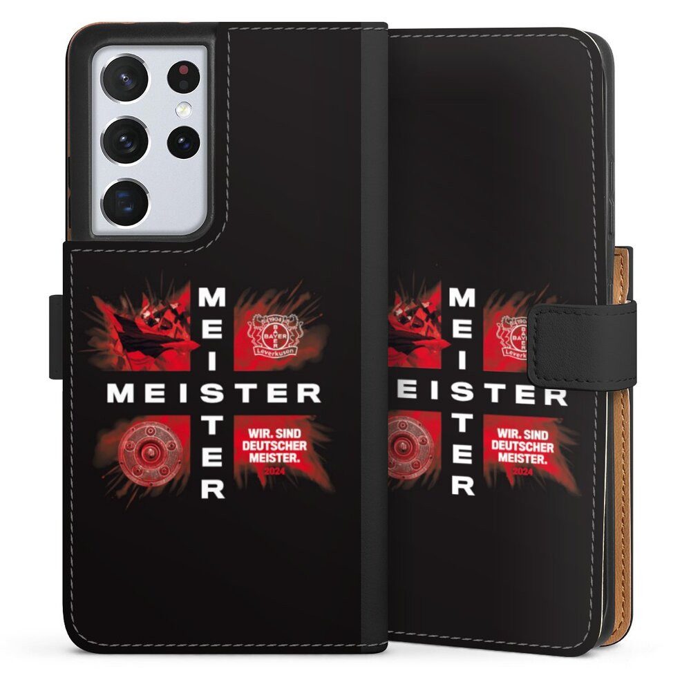 DeinDesign Handyhülle Bayer 04 Leverkusen Meister Offizielles Lizenzprodukt, Samsung Galaxy S21 Ultra 5G Hülle Handy Flip Case Wallet Cover