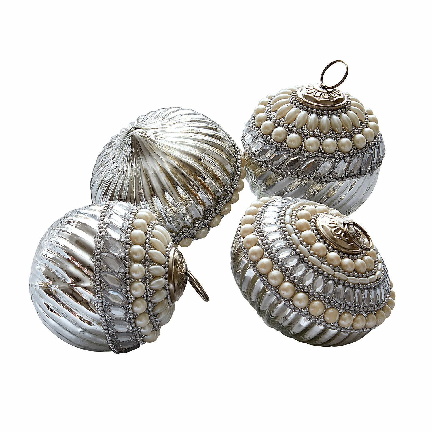 Mirabeau Christbaumschmuck Weihnachtskugel 4er Set Savonelles silber, none