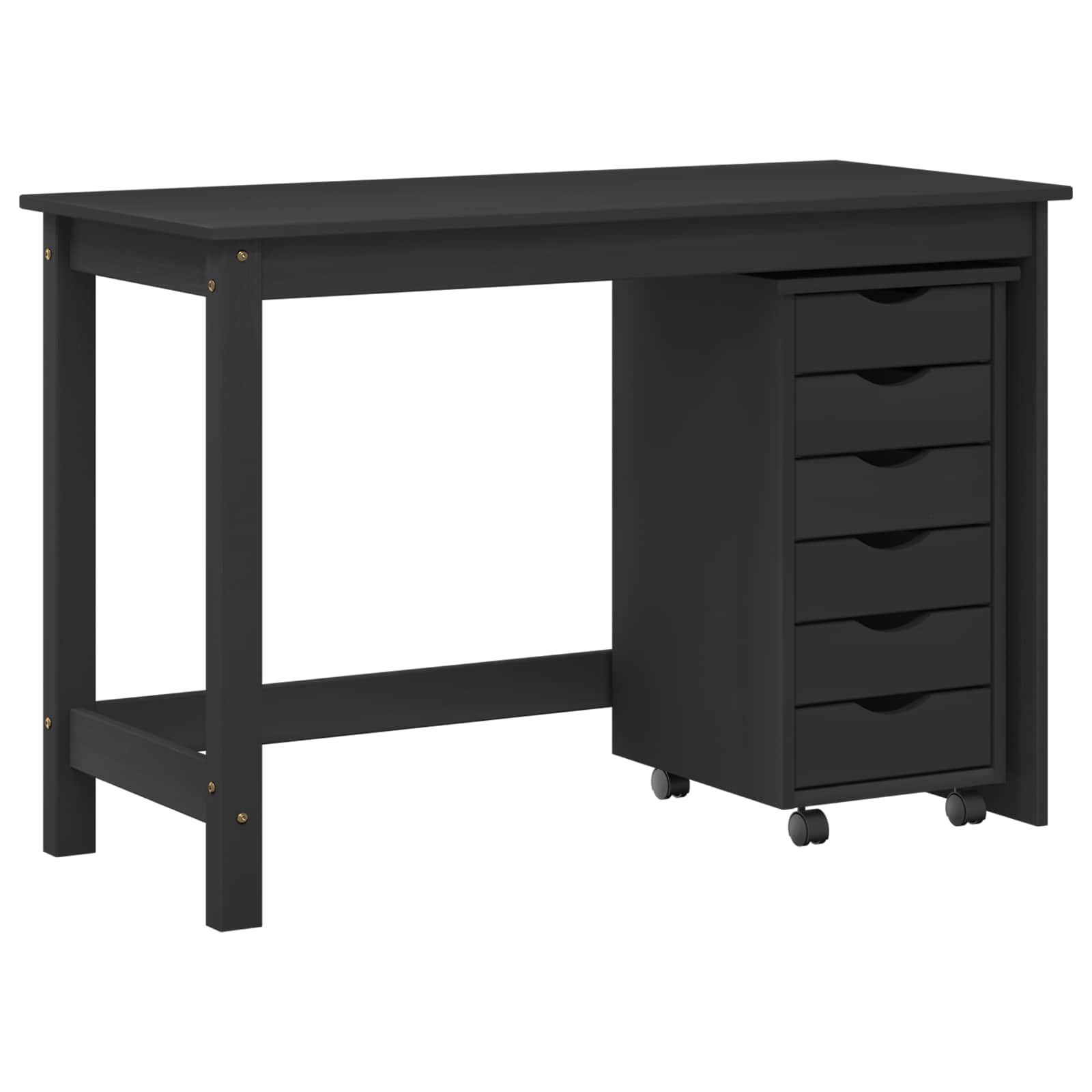 vidaXL Schreibtisch 6 Schubladen Schreibtisch- und Rollschrank-Set MOSS 2-teilig Schwarz 1