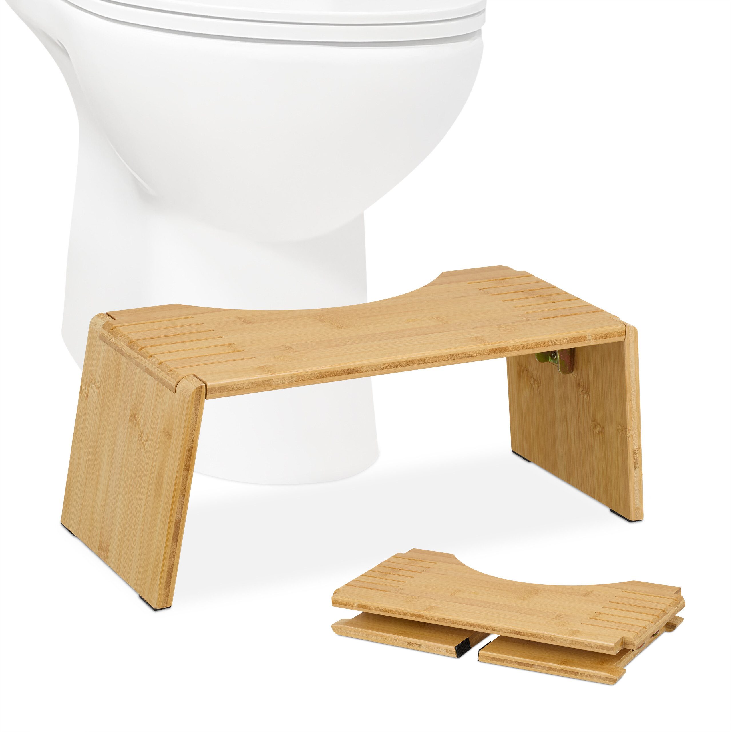 relaxdays Badhocker Klappbarer Toilettenhocker aus Bambus günstig online kaufen