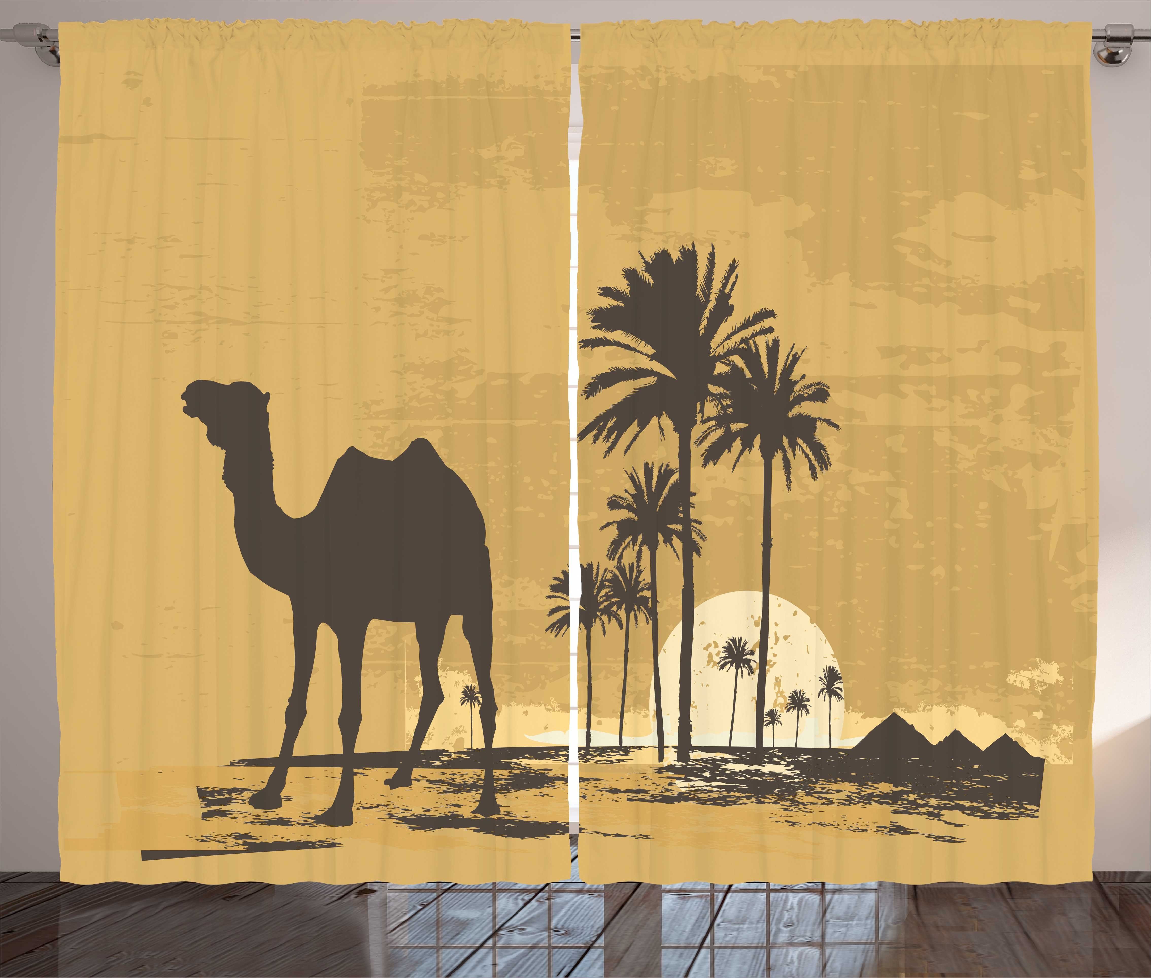 Schlaufen mit Palmen und Gardine Abakuhaus, Düne Schlafzimmer Vorhang Camel Haken, und Sonnenuntergang Kräuselband
