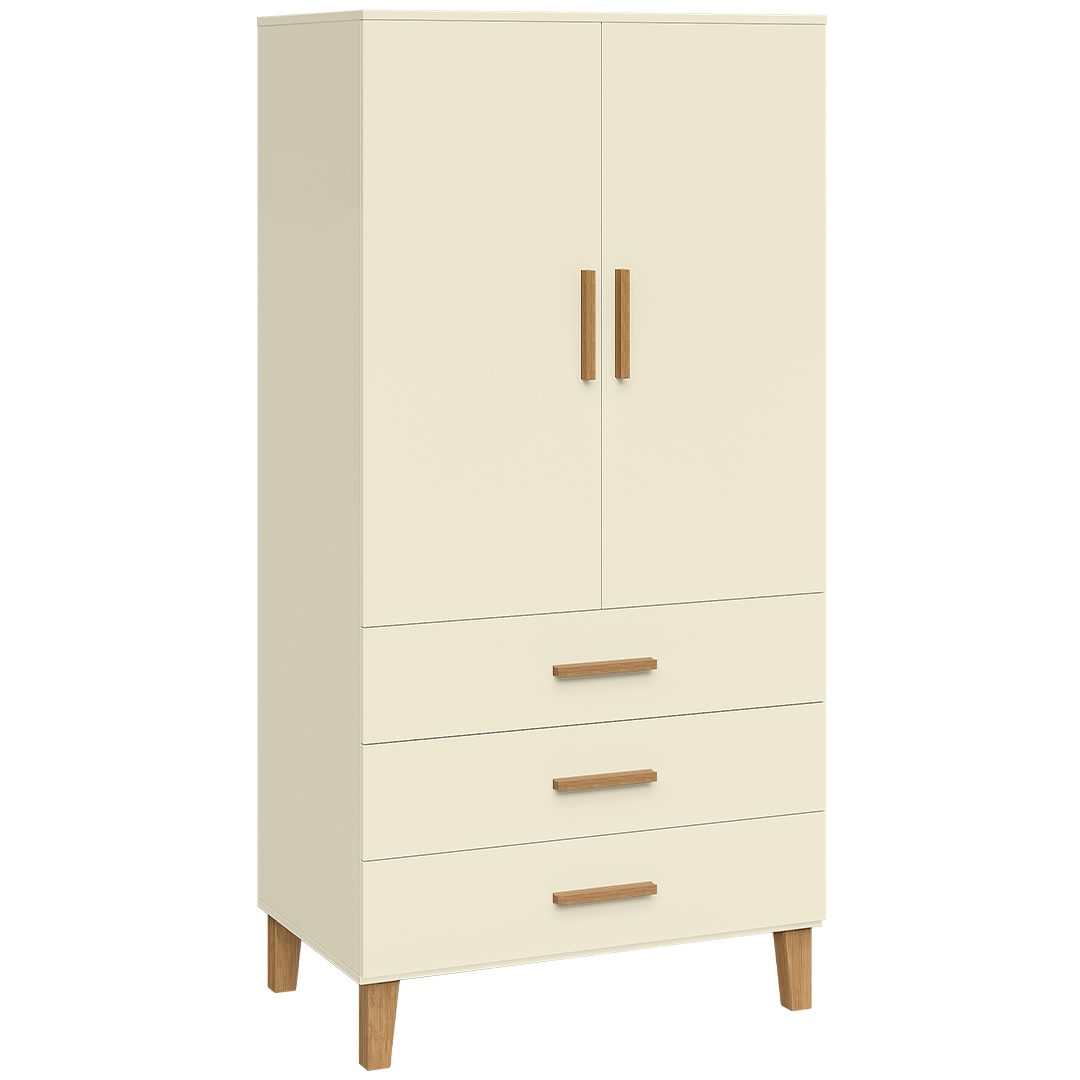 Bellabino Kinderkleiderschrank Liri (2-türig) beige/natur, mit Kleiderstang günstig online kaufen