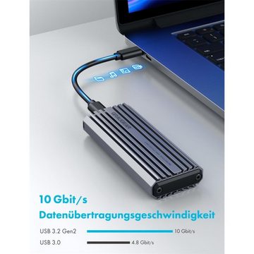 GRAUGEAR Festplatten-Gehäuse G-M201-AC-10G, externes USB C Gehäuse für M.2 NVMe SSD Festplatte PCIe 3.0 IP66