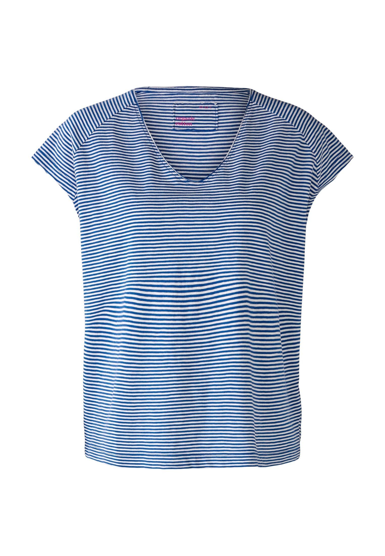 Oui T-Shirt T-Shirt aus 100% Bio-Baumwolle lt blue white