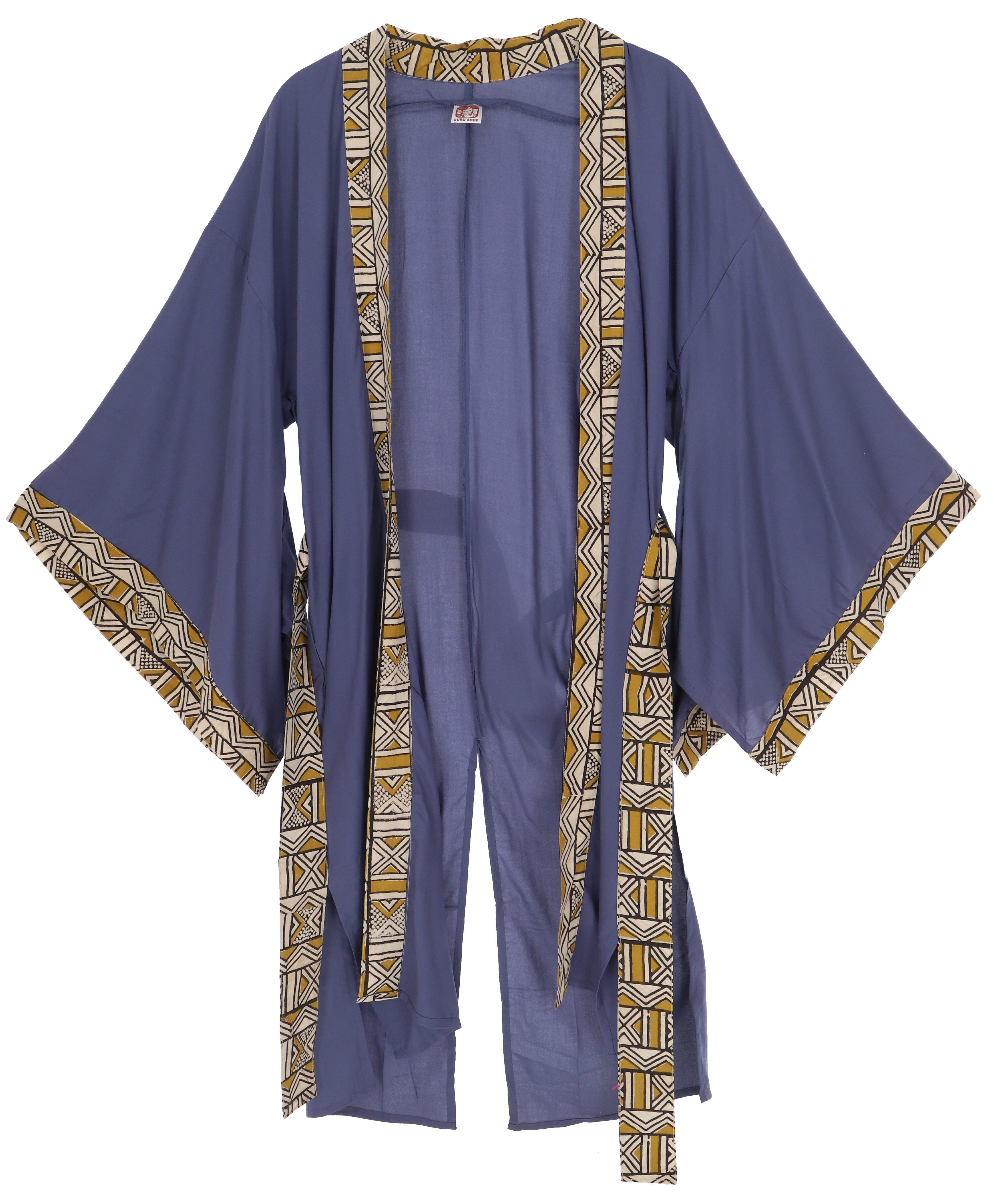 Guru-Shop Kimono Leichter Kimono mit Bordüre, günstig online kaufen