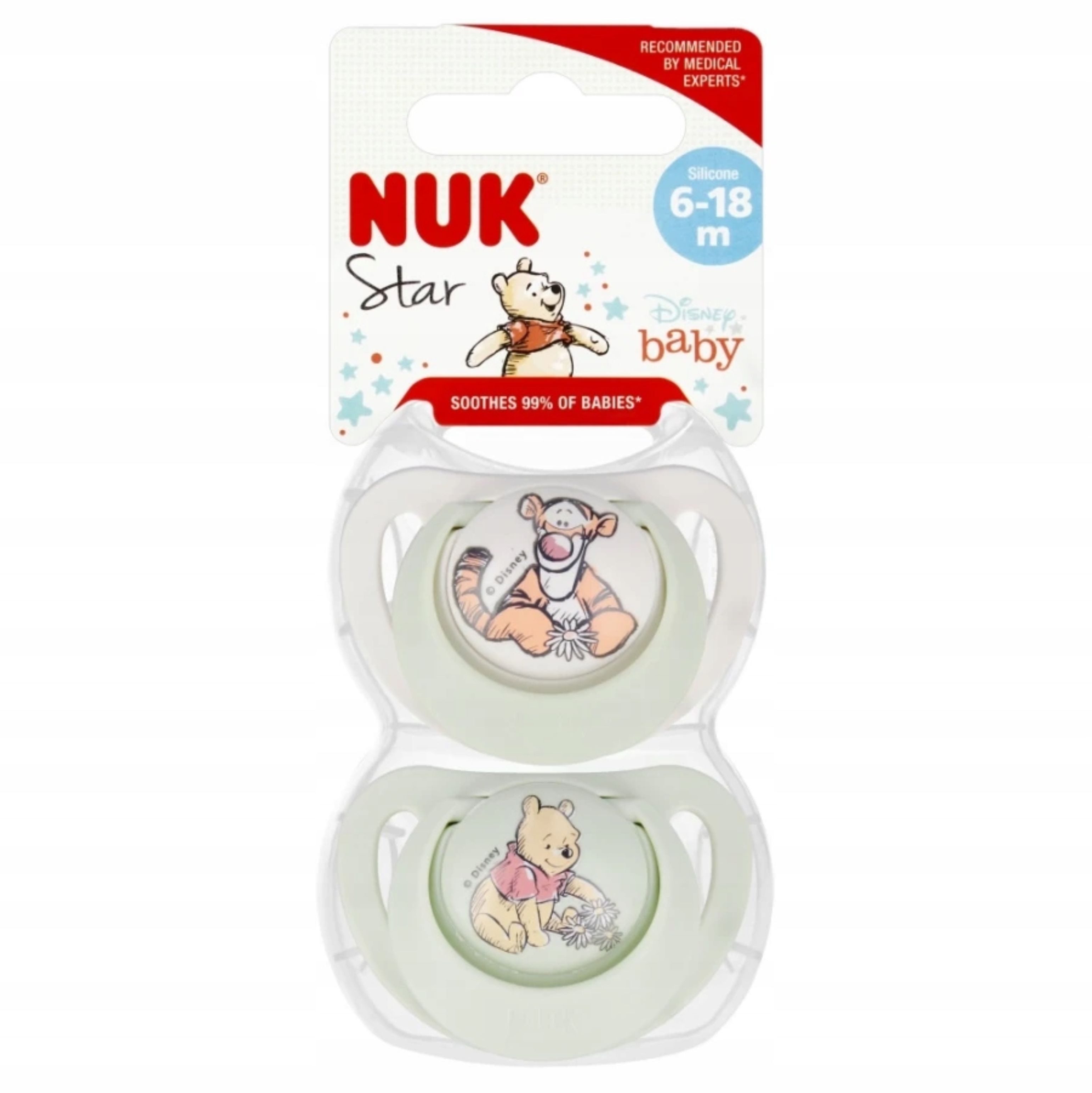 NUK Schnuller NUK Schnuller Star Silikon 6-18M Disney Winnie Pooh 2er + Etui