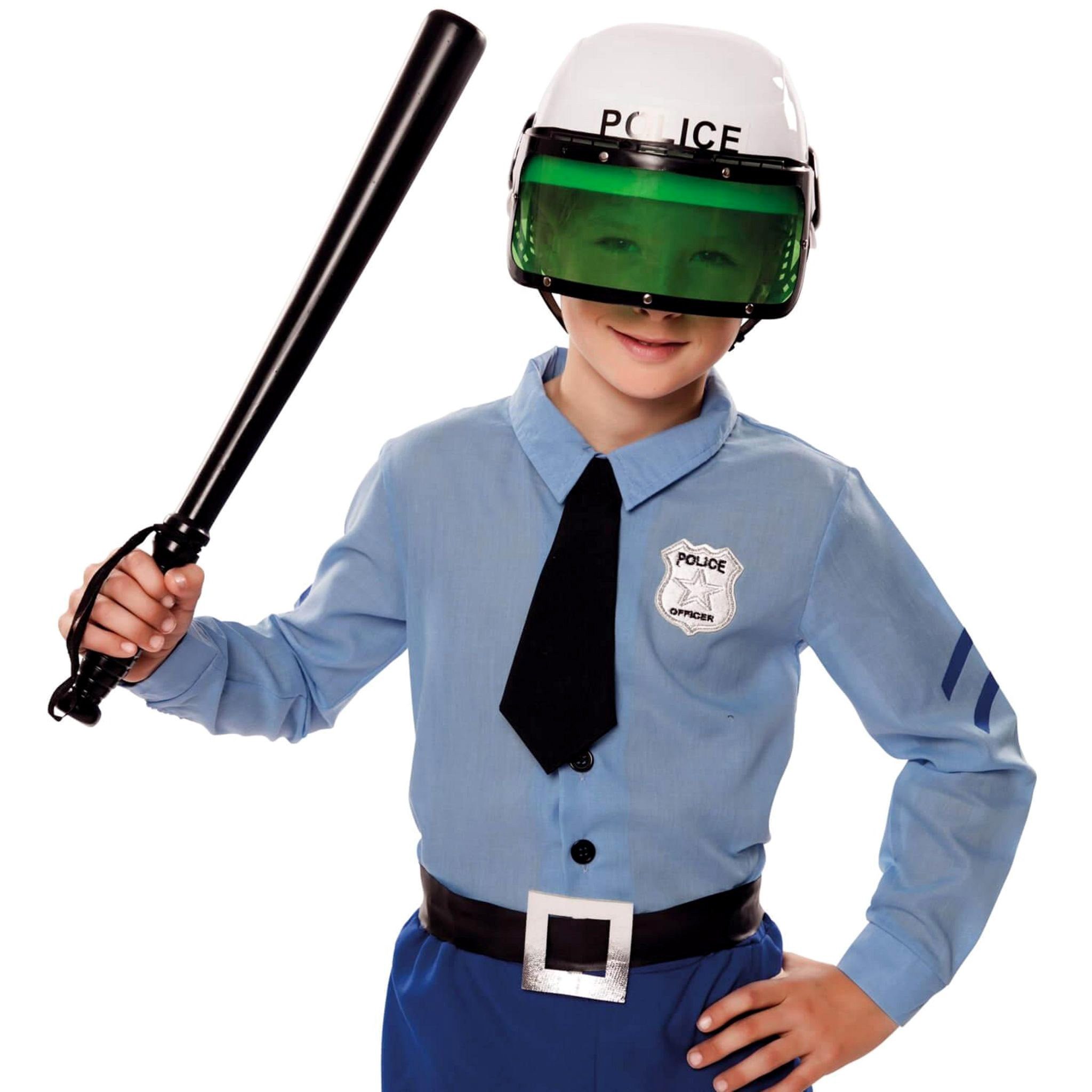 Boland Polizei-Kostüm Police Polizeihelm für Kinder, Klassischer Kinderhelm mit grünem Visier