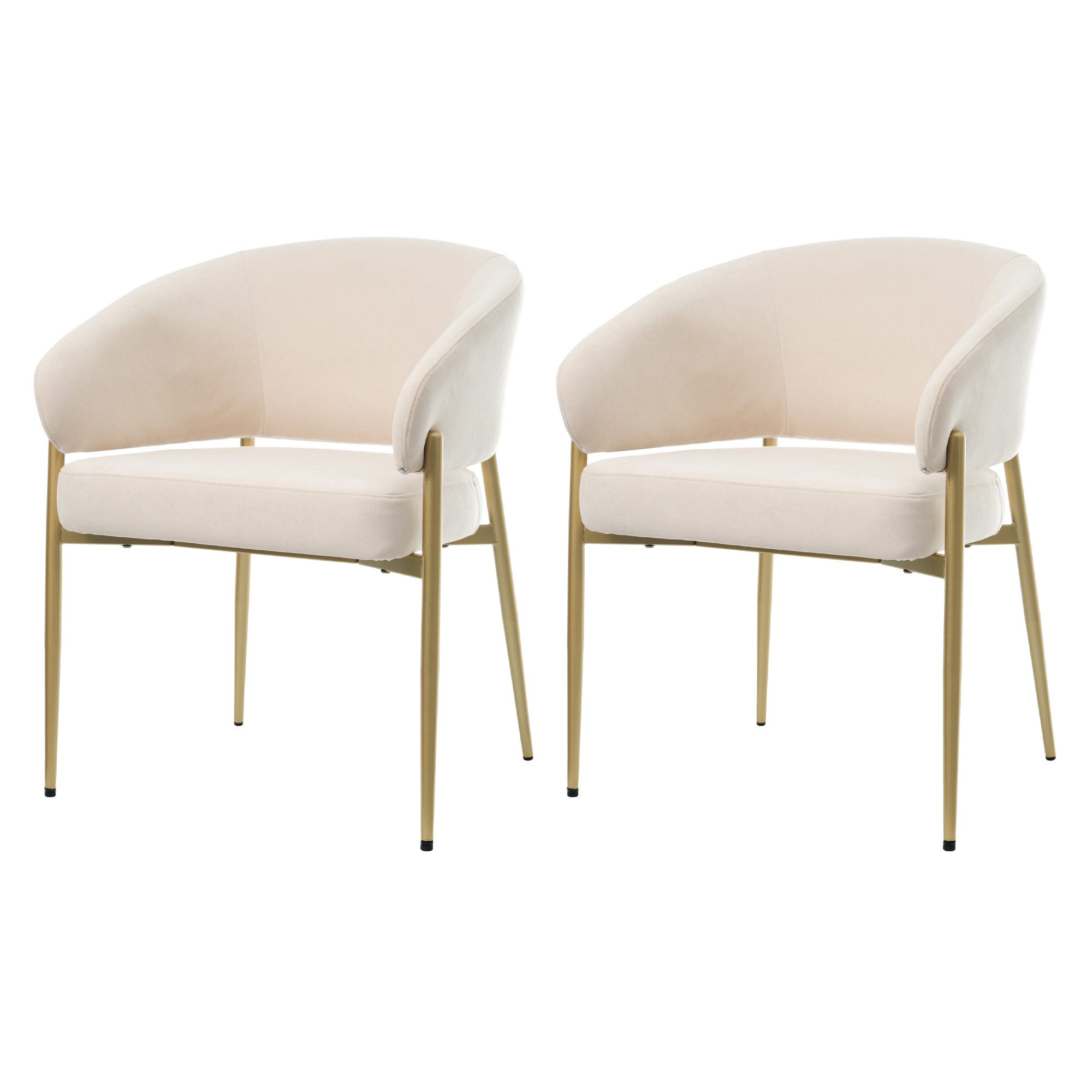 Flieks Polsterstuhl (Set, 2 St), 2er Set Esszimmerstühle Armlehnstuhl Wohnzimmer Samt, Metallbeine