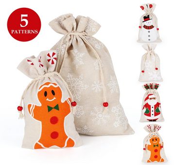 Homewit Christbaumschmuck Geschenksäckchen zu Weihnachten mit Zugband (5-tlg), Ideal zum Verpacken von Geschenken