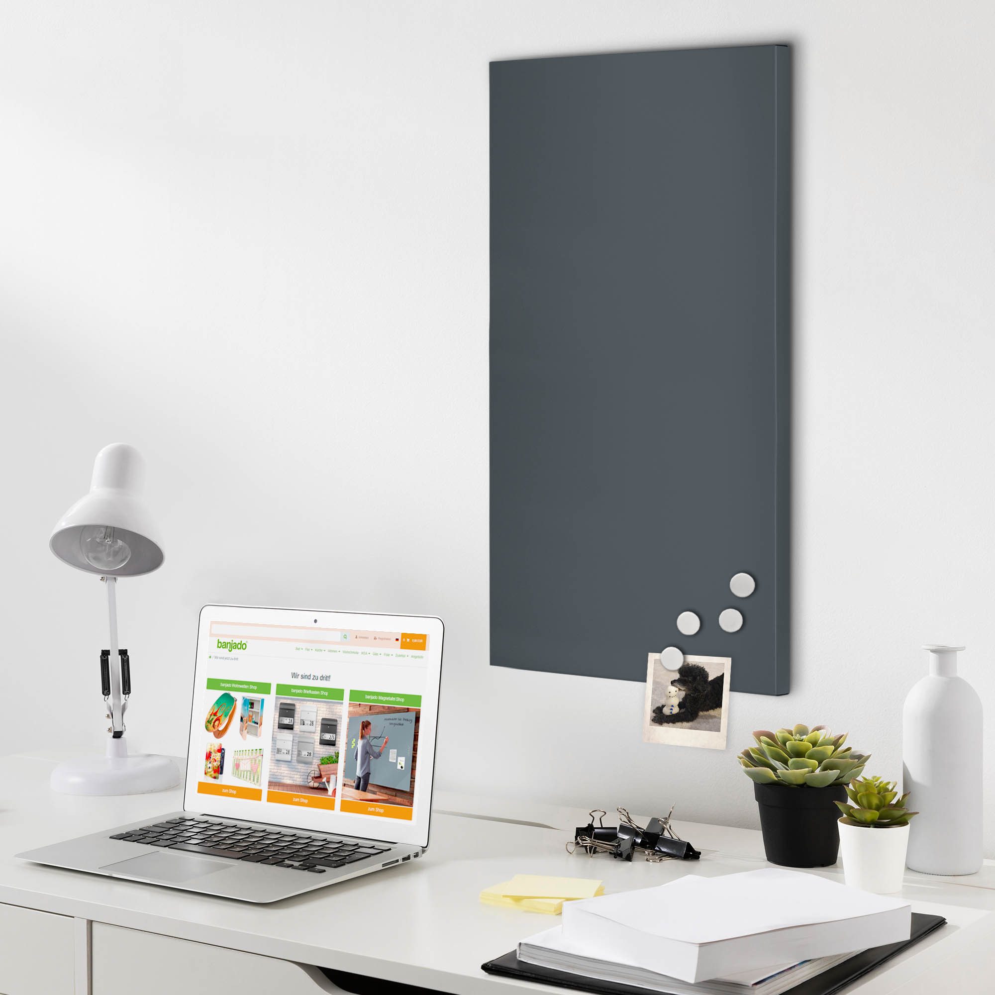 banjado Magnettafel aus Metall 78x37 in oriongrau