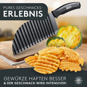 EDELFELD Gemüsemesser Wellenschneider für Pommes, Obst & Gemüse, Spülmaschinenfestes Wellenmesser mit Titanklinge