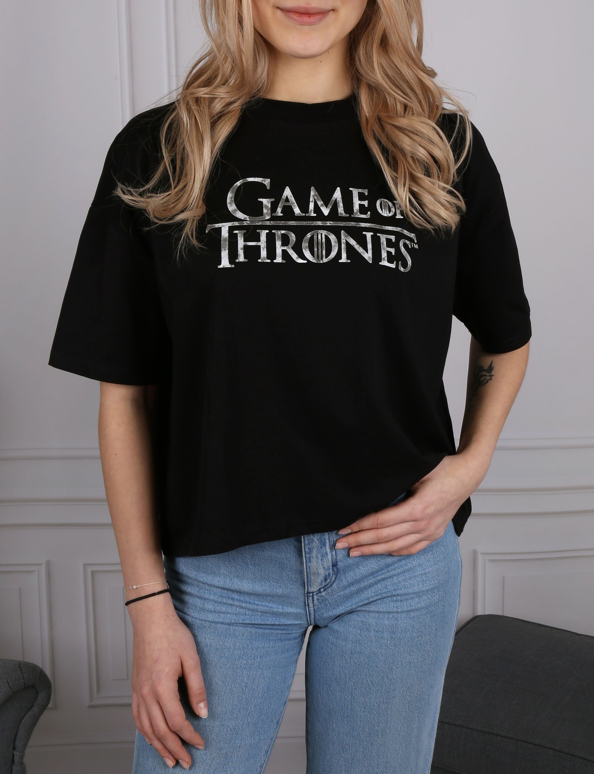 Game of Thrones Kurzarmbluse Schwarzes T-Shirt „Game of Thrones“ L