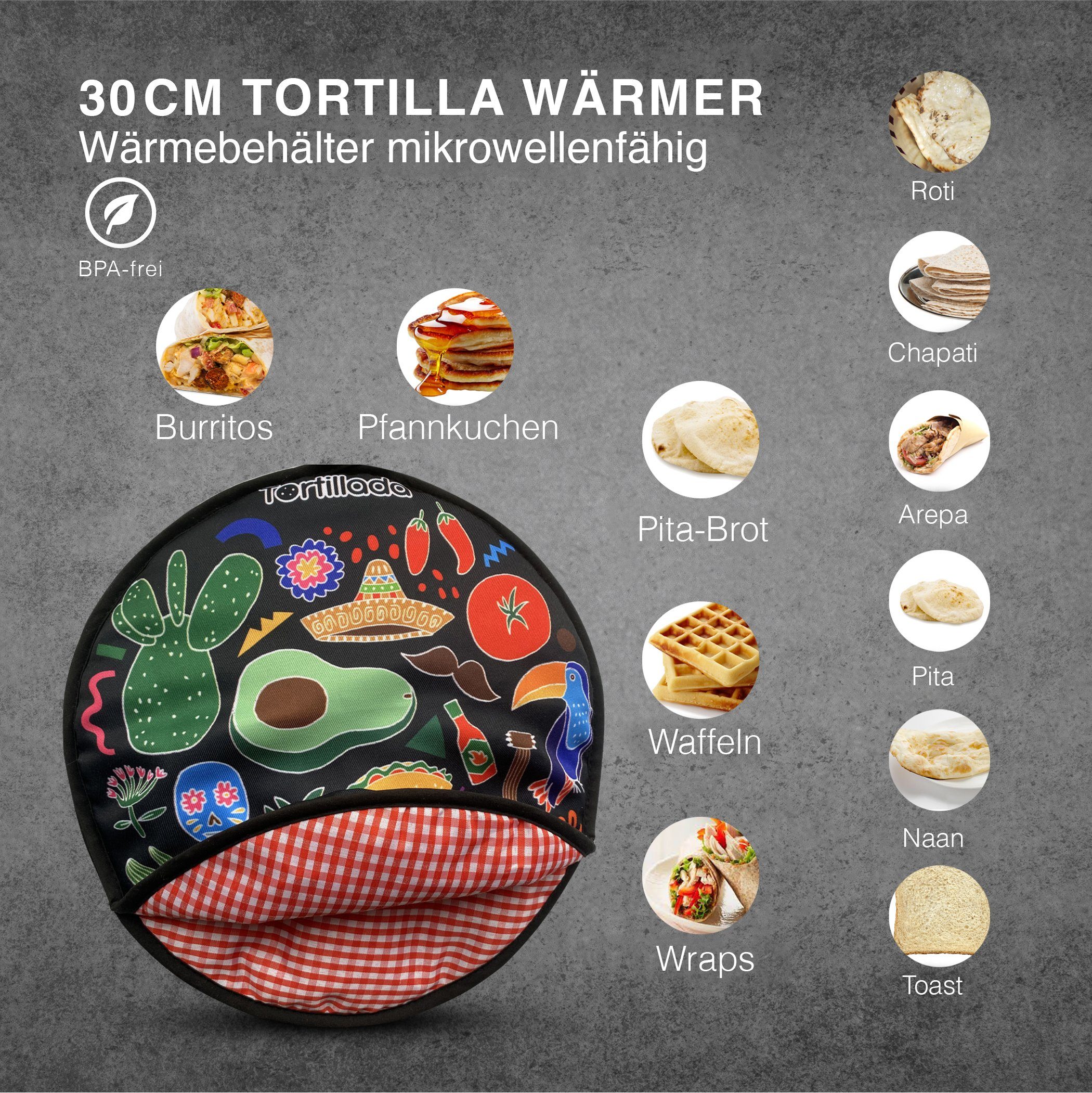 Tortillada Brotkorb Tortilla Wärmer Schwarz – Bild 4 von 5