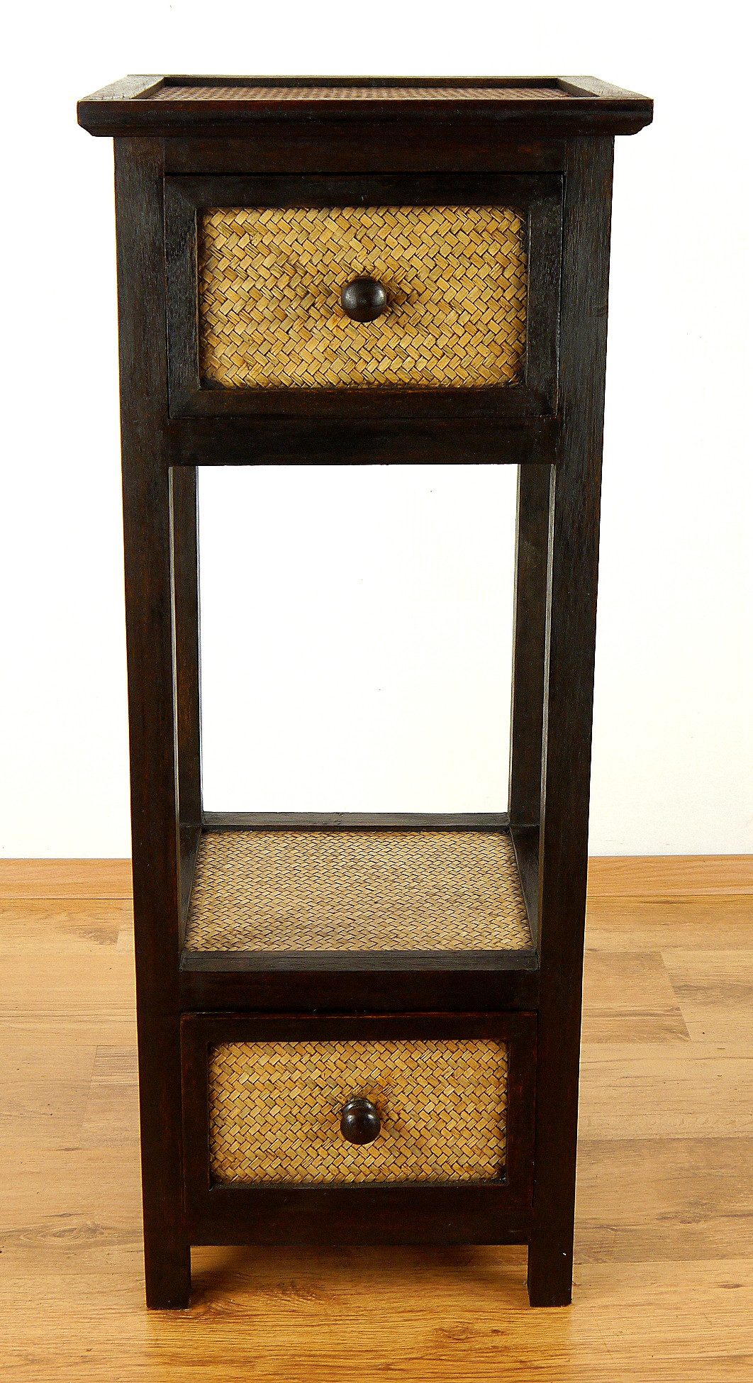 livasia Nachtschrank Rattan Nachttisch 35x35x85cm – Handgefertigt mit Schubladen