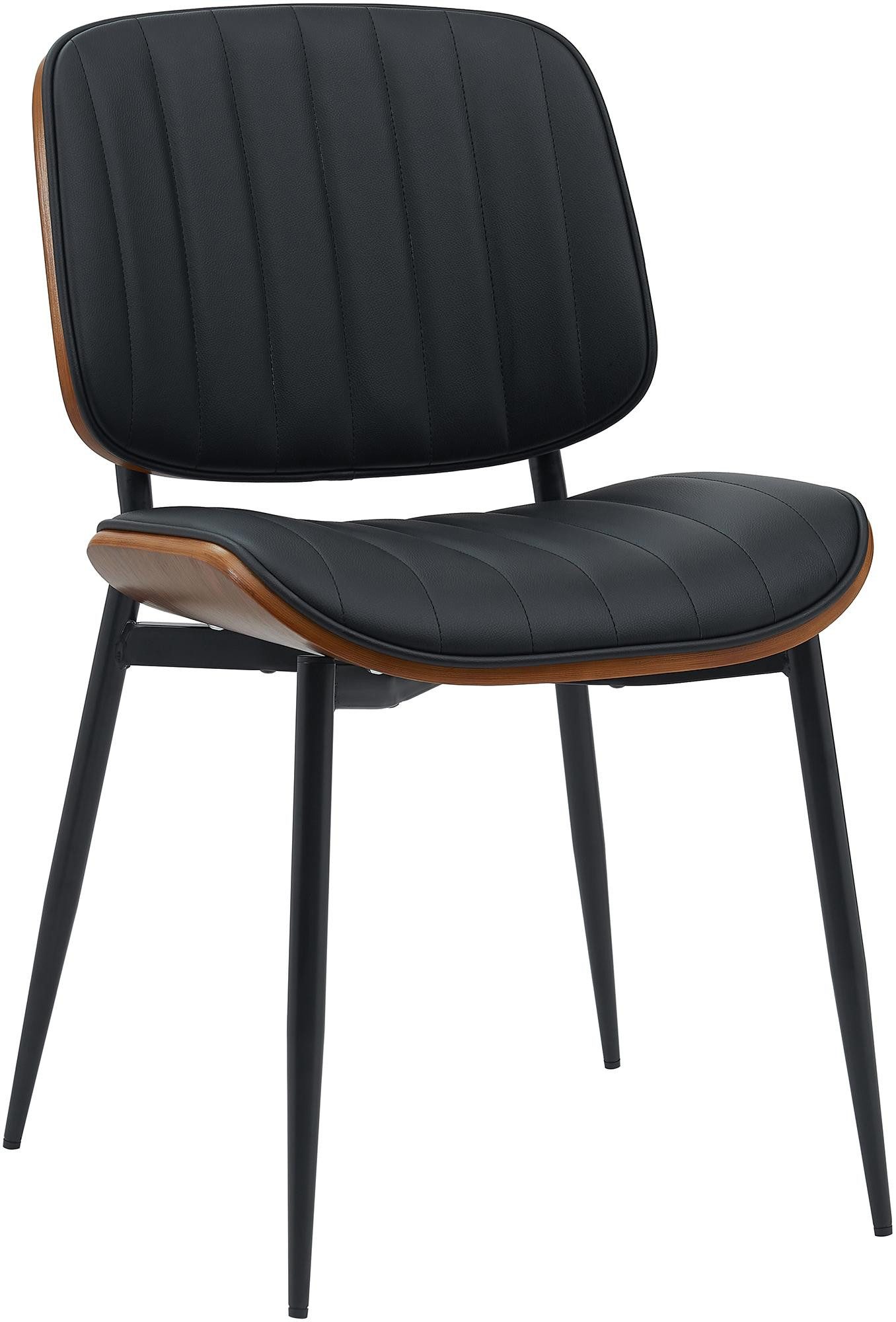 TPFLiving Stuhl Tivora (Pflegeleichte Oberflächen & robuste Materialien), Maße (TxBxH): 57 x 49 x 83cm - Farbe: walnuss/schwarz