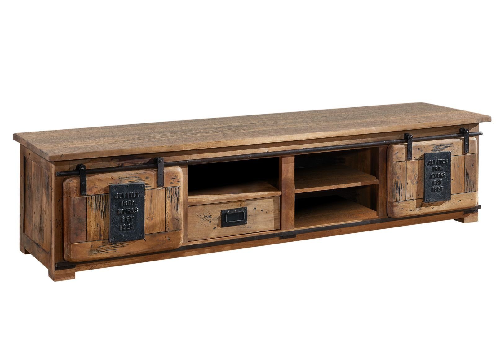 Massivmoebel24 TV-Board RAILWAY (Massivholz), TV-Board Mango 200x55x50 natur lackiert RAILWAY #151