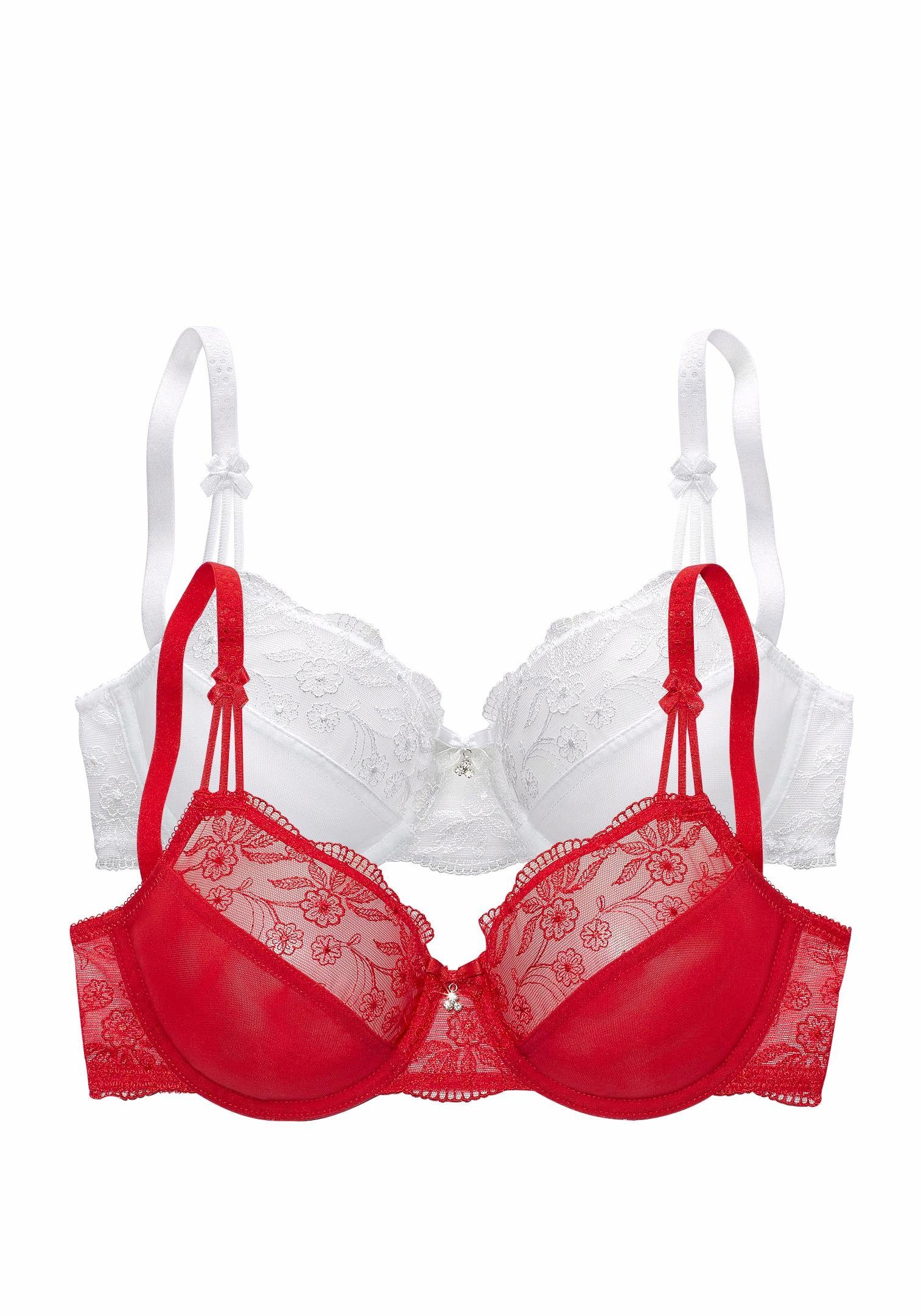 Nuance by Lascana Bügel-BH (Packung, 2 Stück) mit Stickereispitze, als Dessous-Set kombinierbar, große Größen – Bild 2 von 5