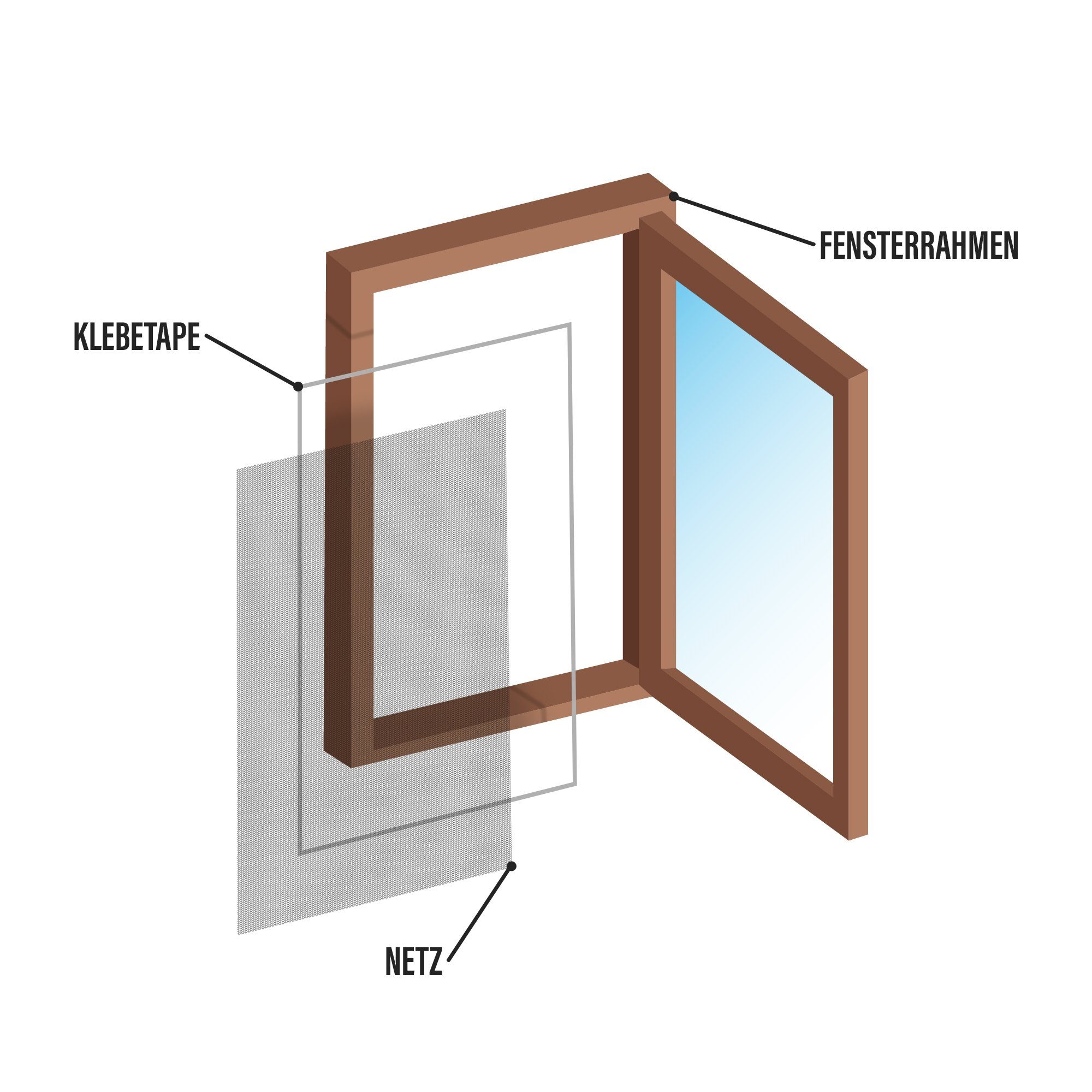 4er x Fenster Moskitonetz Weiß für 150cm Pack Fliegennetz St), 130cm 4 (Spar-Pack, Mückennetz Fliegengitter - Bestlivings