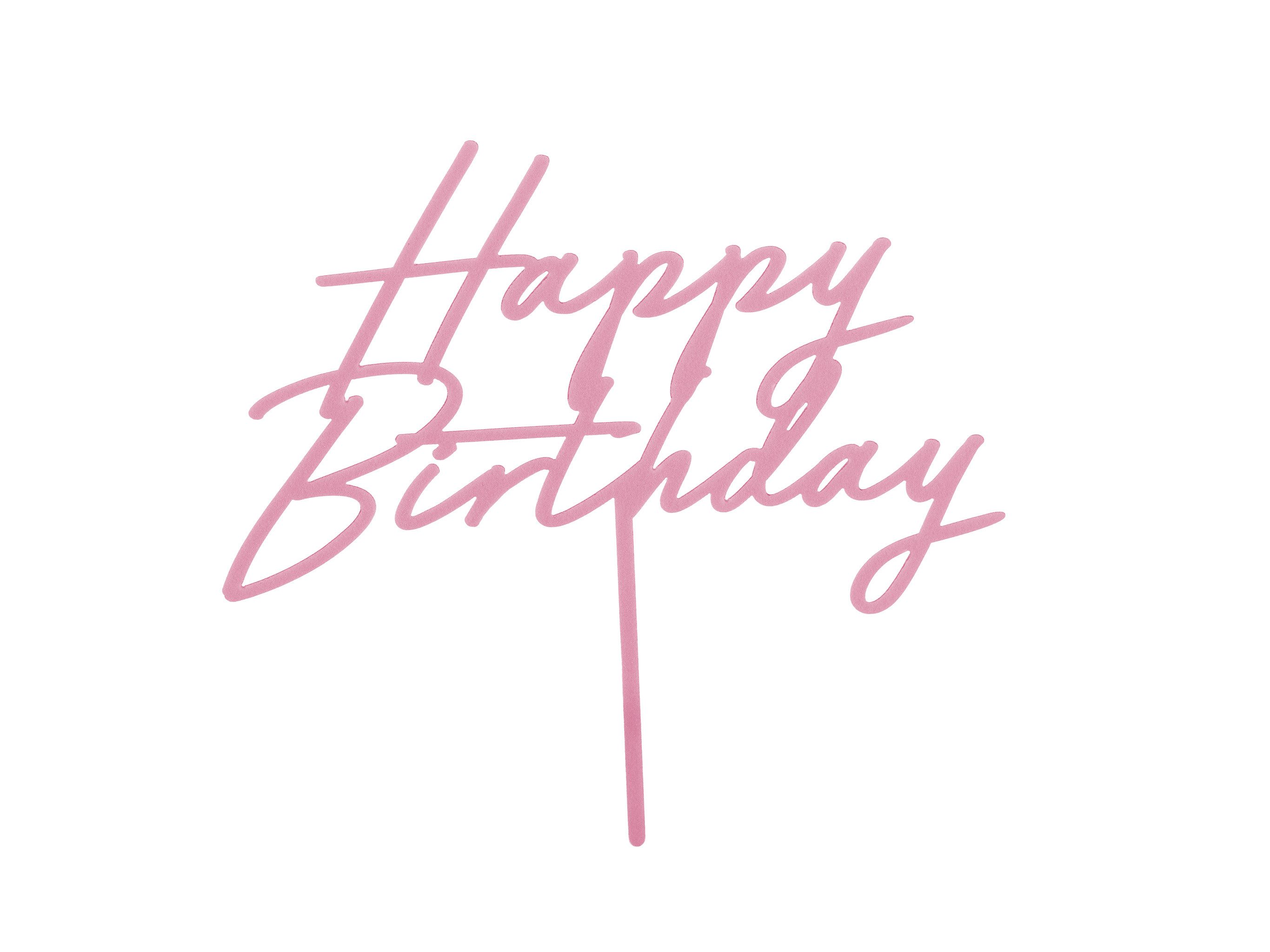 partydeco Tortenstecker, Cake Topper Happy Birthday 18x16cm Hellrosa