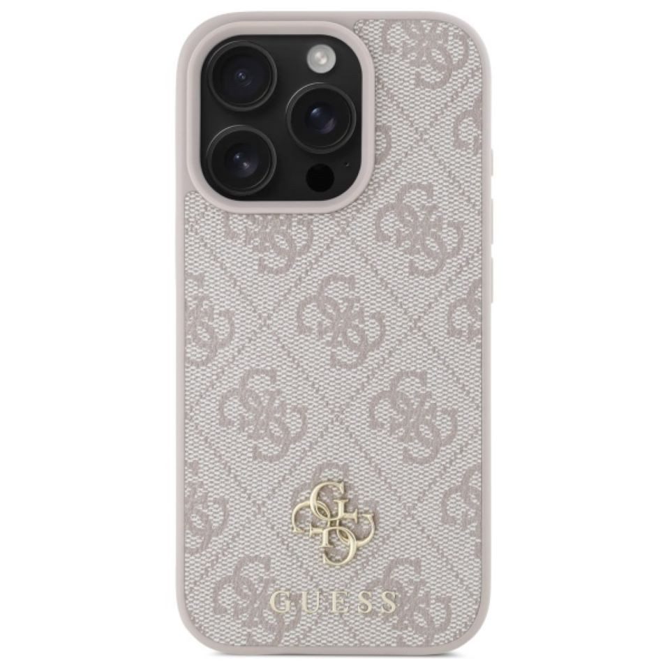 Guess Handyhülle iPhone 16 Pro Max Kunstleder rosa Logo goldfarbig MagSafe kompatibel 6,9 Zoll, Kantenschutz – Bild 3 von 5