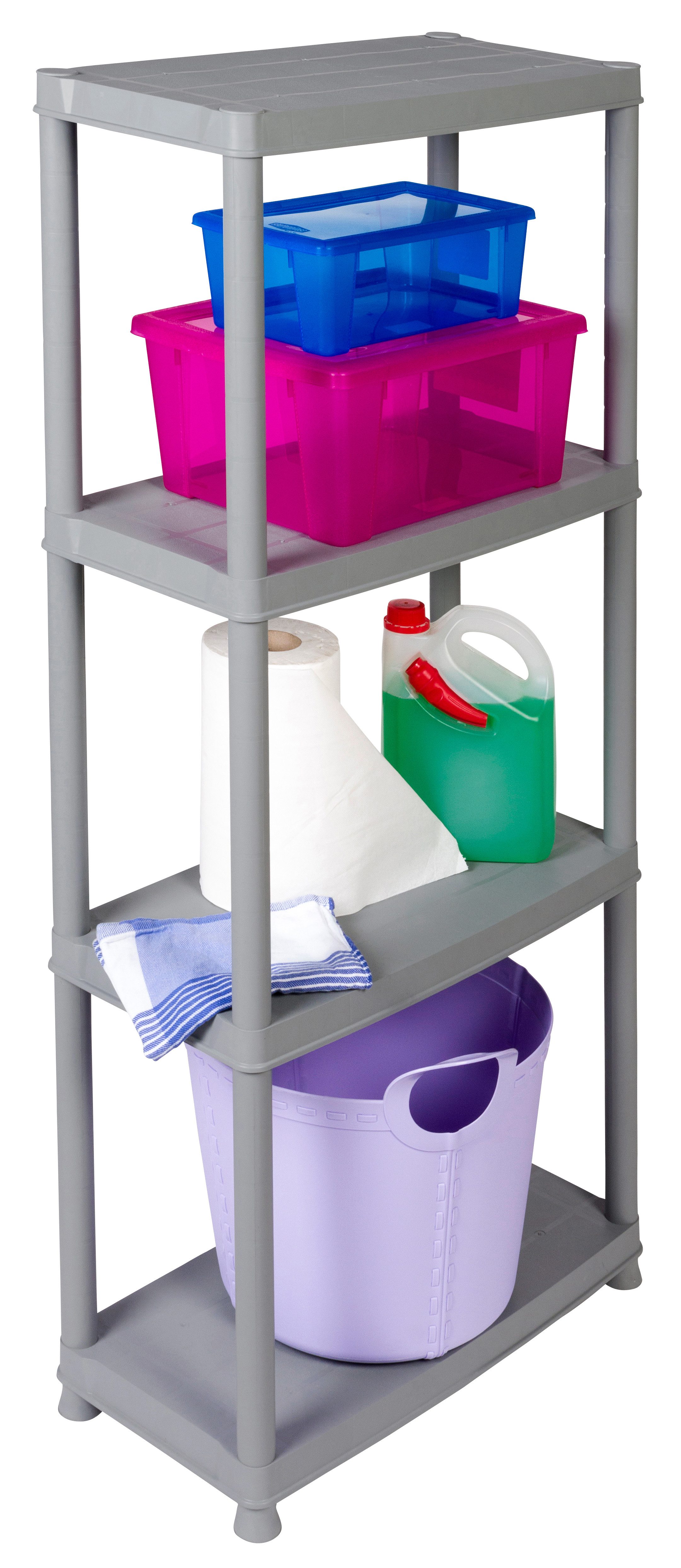 Kreher Standregal 'Primo' mit 4 Böden aus Kunststoff in Grau, 1-tlg.