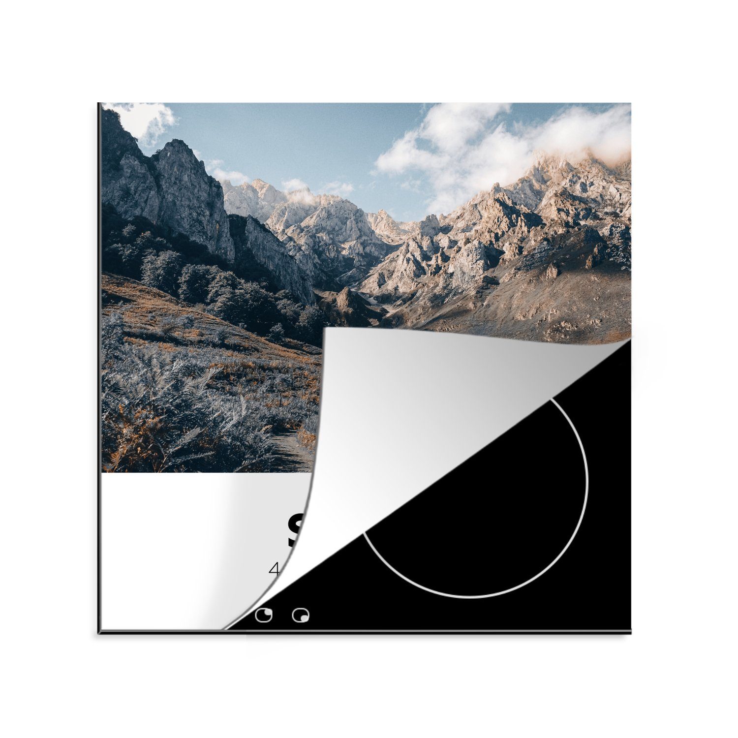 MuchoWow Herdblende-/Abdeckplatte Spanien - Berge - Wolken, Vinyl, (1 tlg), 78x78 cm, Ceranfeldabdeckung, Arbeitsplatte für küche