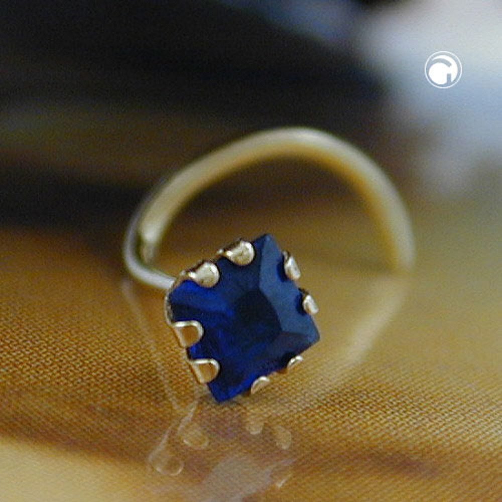 unbespielt Nasenpiercing Nasenstecker 3 x 3 mm Spirale mit Zirkonia safir-blau 750 Gold, Goldschmuck für Damen und Herren – Bild 2 von 2