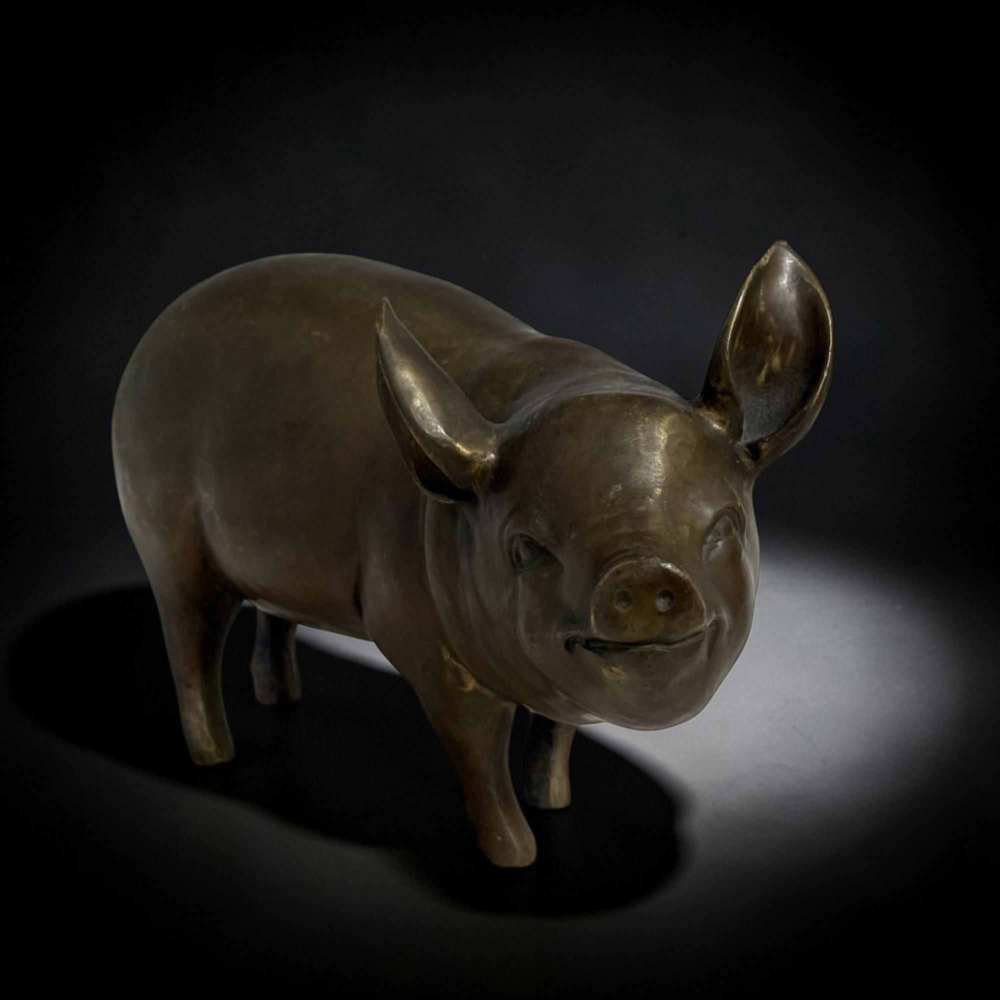 Asien LifeStyle Dekofigur Bronze Skulptur Schwein – Glücksbringer & Sternzeichen, 3,2 kg, 29 cm