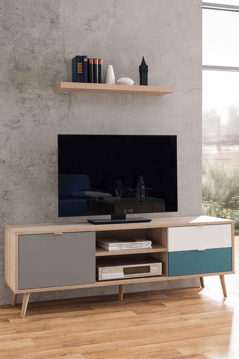 Newroom TV-Board Jona, TV Schrank Sonoma Eiche Modern Fernsehtisch TV Board Skandinavisches Design Wohnzimmer