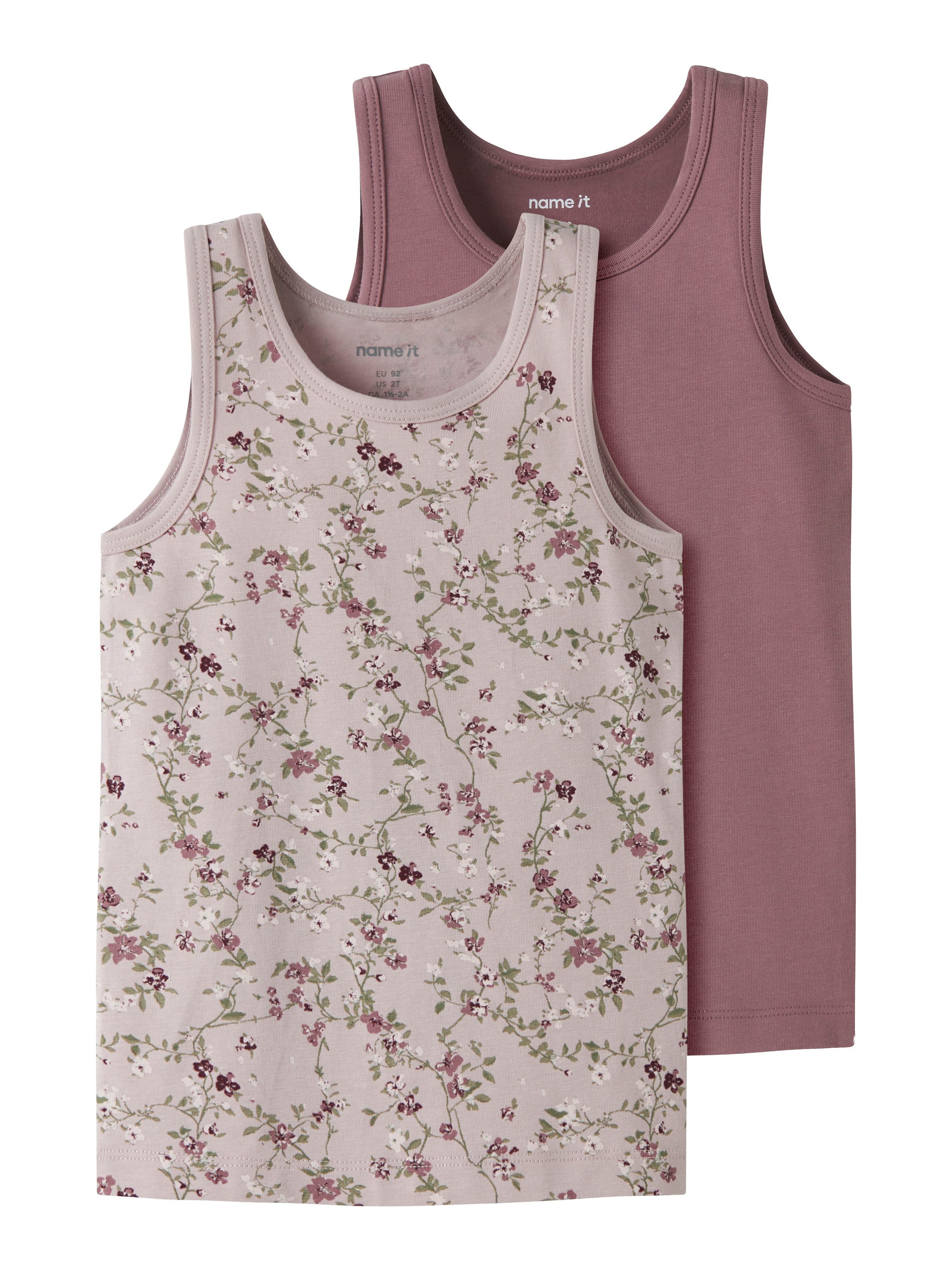 Name It Unterhemd NMFTANK TOP 2P VIOLETFLOWER NOOS (Packung, 2-St) Baumwollmischung, uni und bedruckt im Set