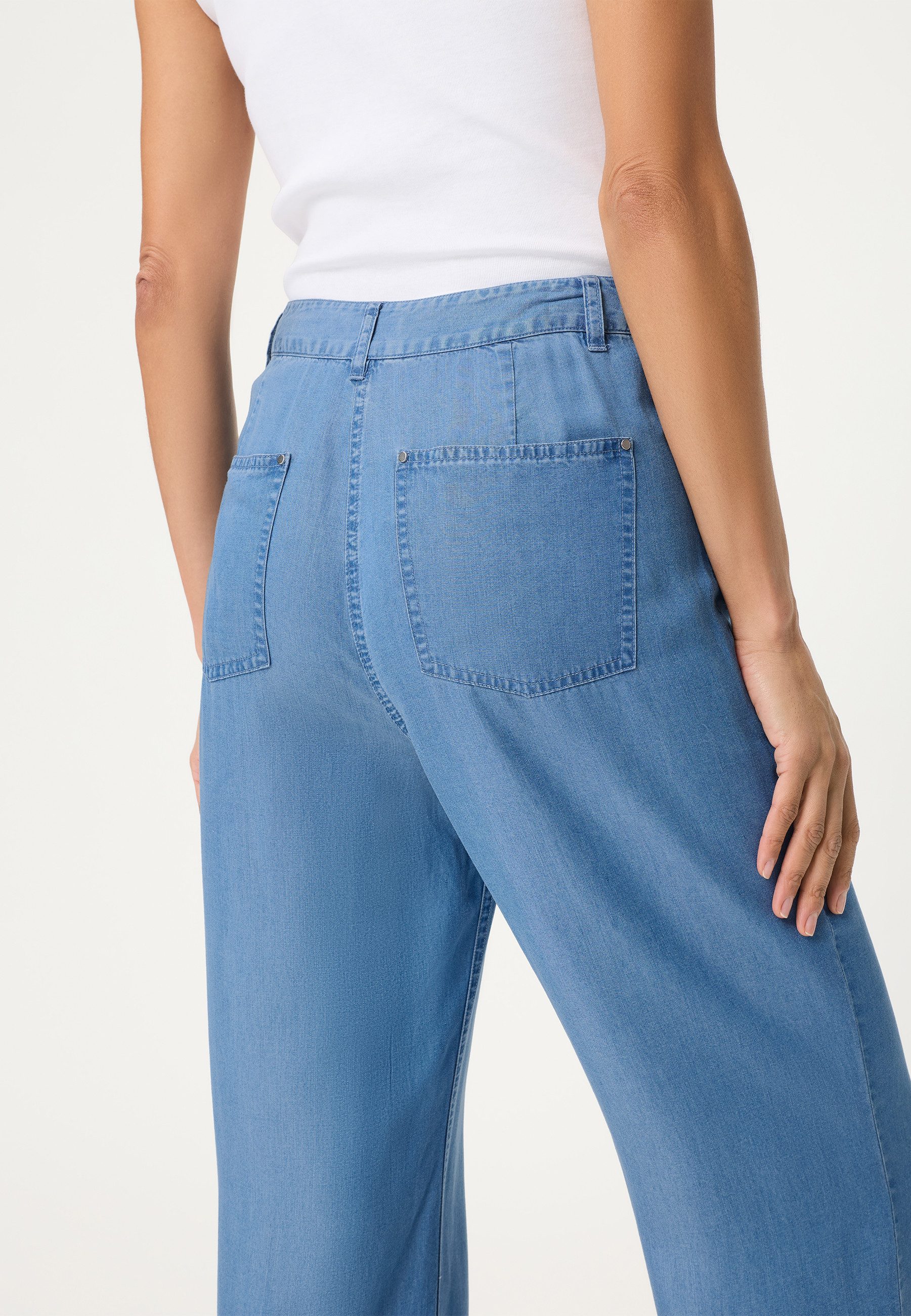 Olsen Stoffhose in weiter Silhouette aus Denim – Bild 4 von 5