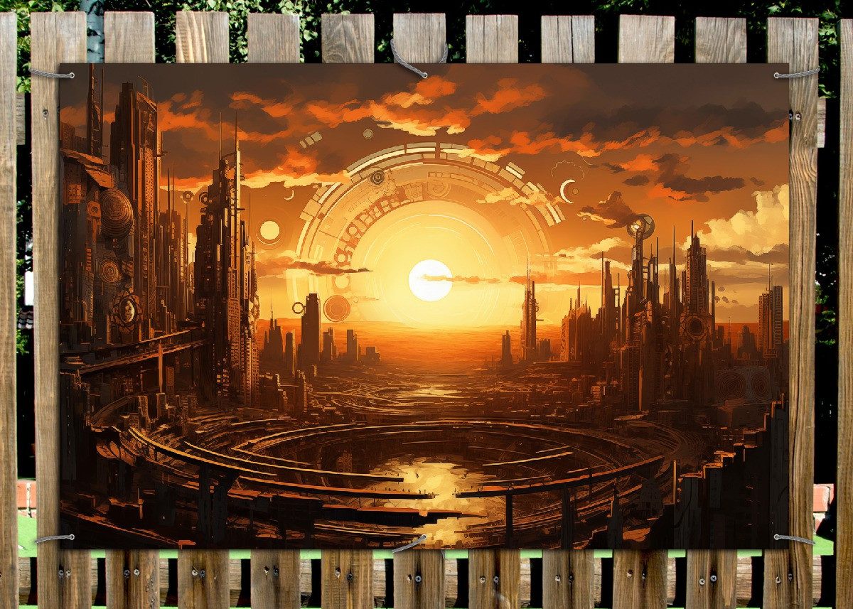 Thumbnail - Wallario Sichtschutzzaunmatten Sonnenportal in die Zukunft