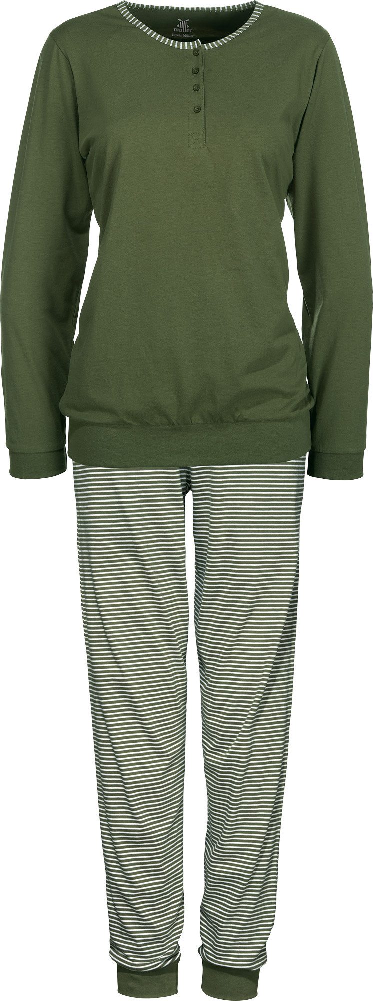 Erwin Müller Pyjama Damen-Schlafanzug Single-Jersey Streifen: günstig online kaufen