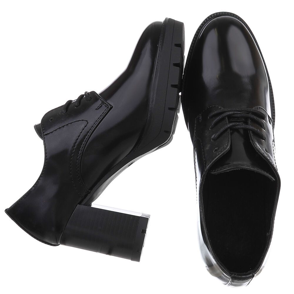 Ital-Design Elegante Damen Halbschuhe mit hochfestem Absatz Schnürpumps (90793515) Blockabsatz Pumps in Schwarz