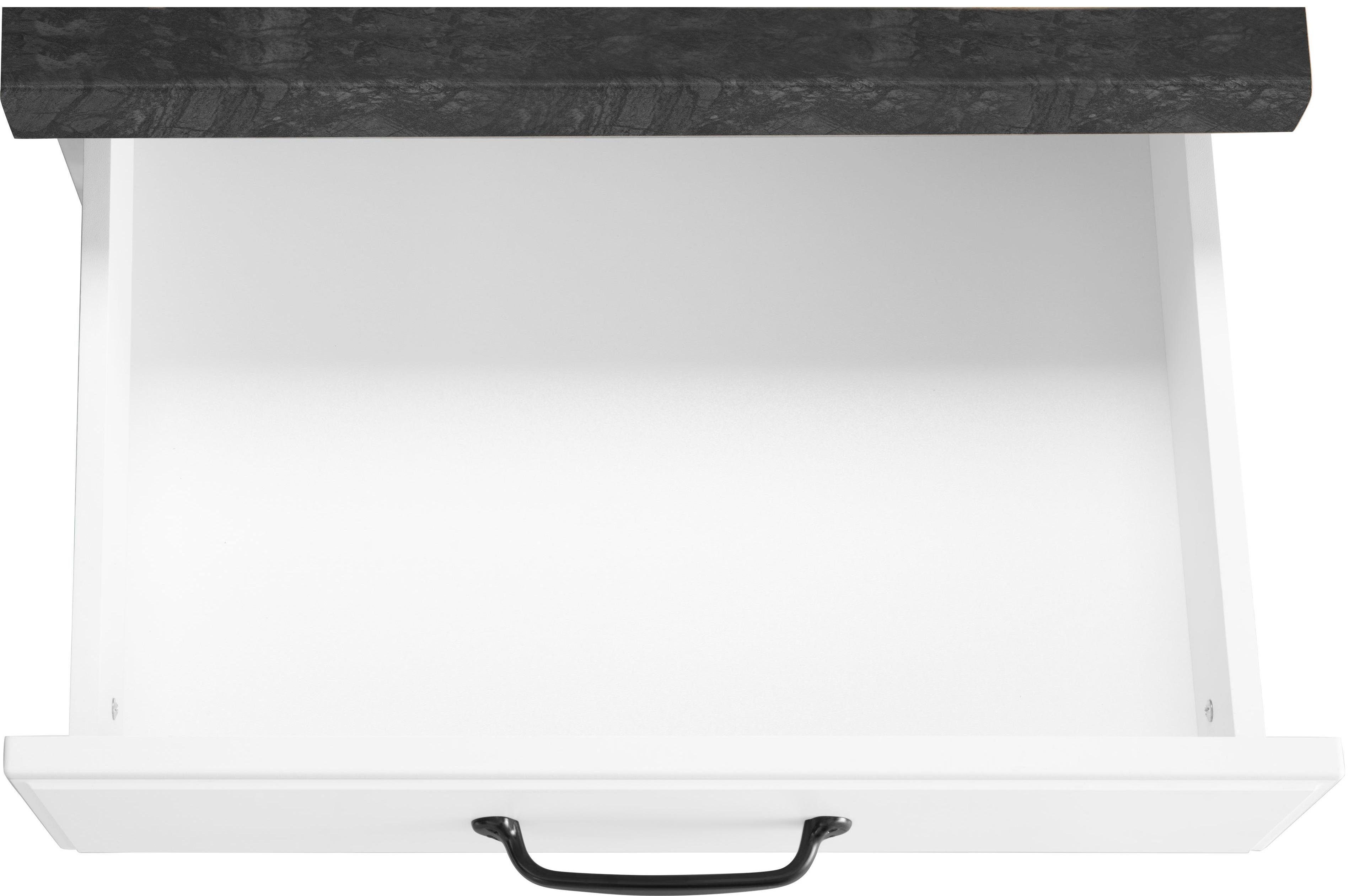 cm Erla wiho mit weiß Küchen Unterschrank breit | weiß/granit schwarz Kassettenfront 60